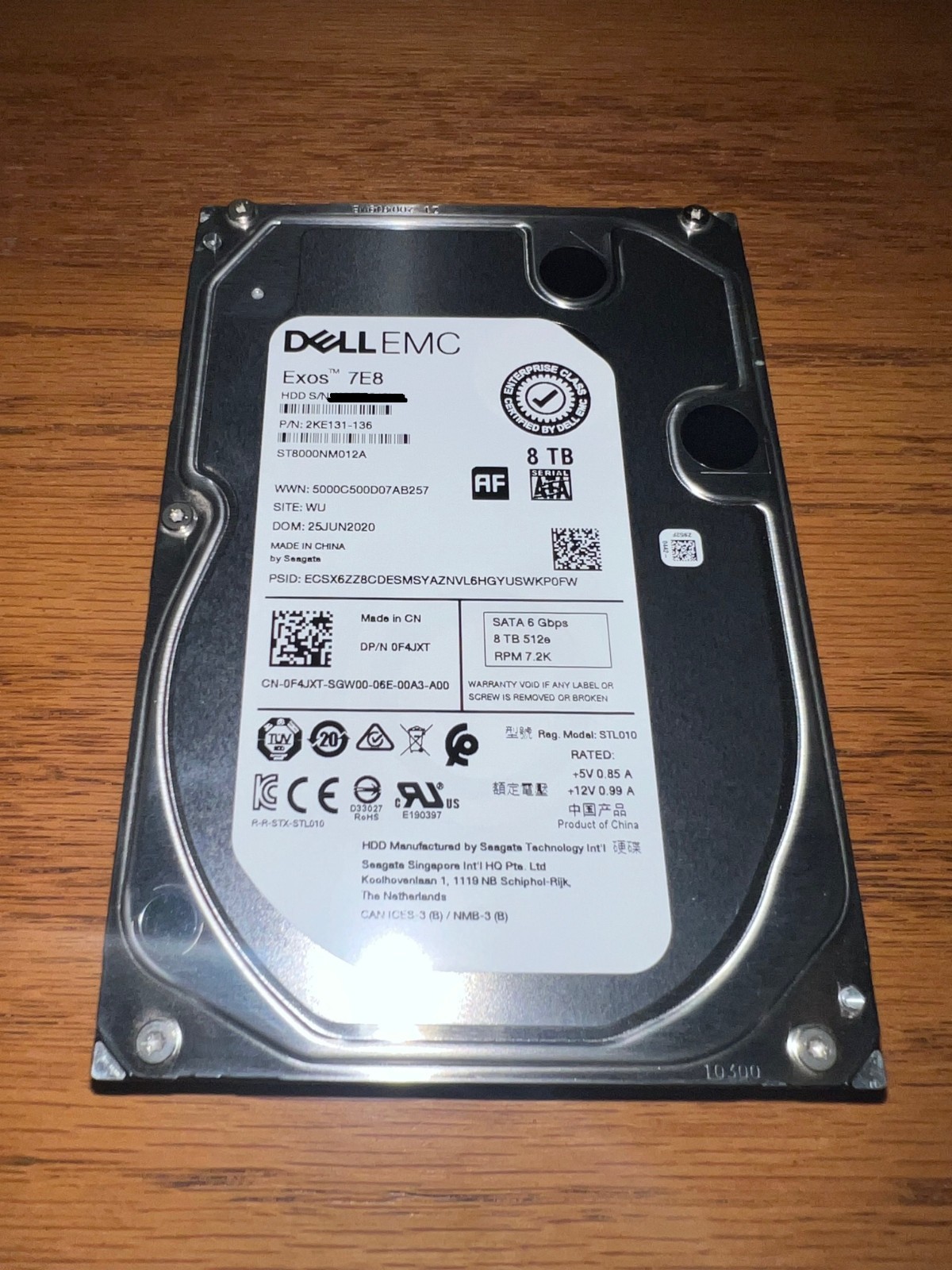 Seagate Dell Emc Exos 7E8 ST8000NM012A 8 TB SATA III 3.5 in Enterprise Drive