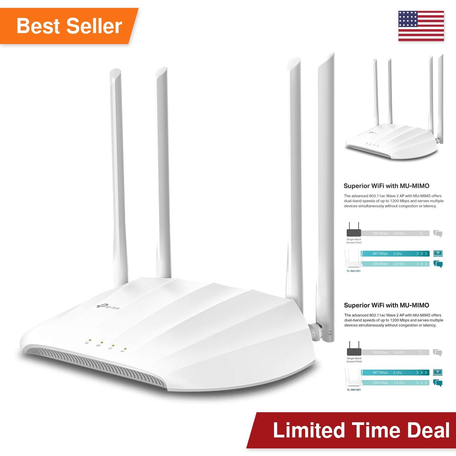 TP-Link TL-WA1201, AC1200 Dual Band Wireless Gigabit Access Point