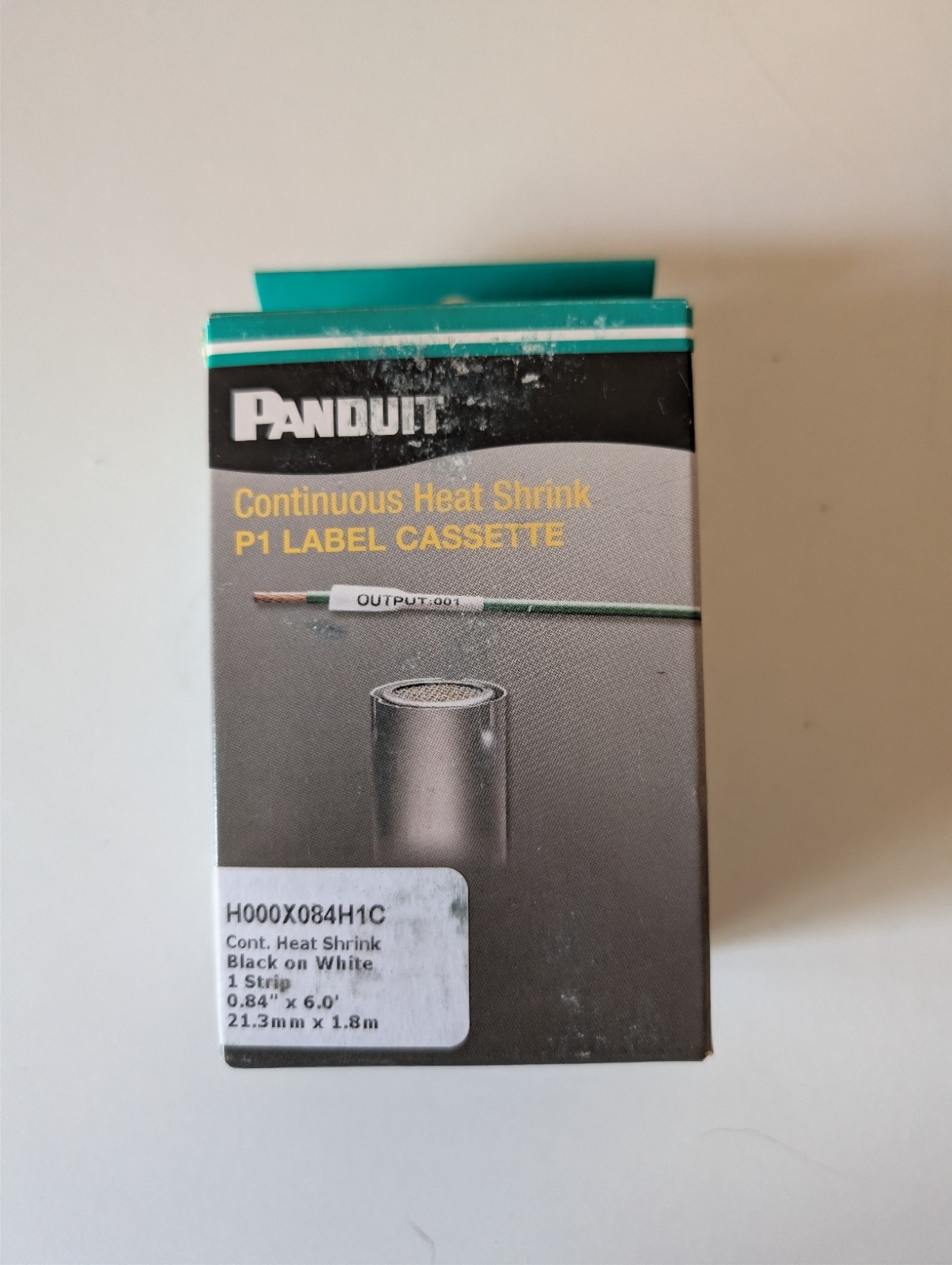 Panduit P1 Label Cassette H000X084H1C Black On White Continuous Heat Shrink