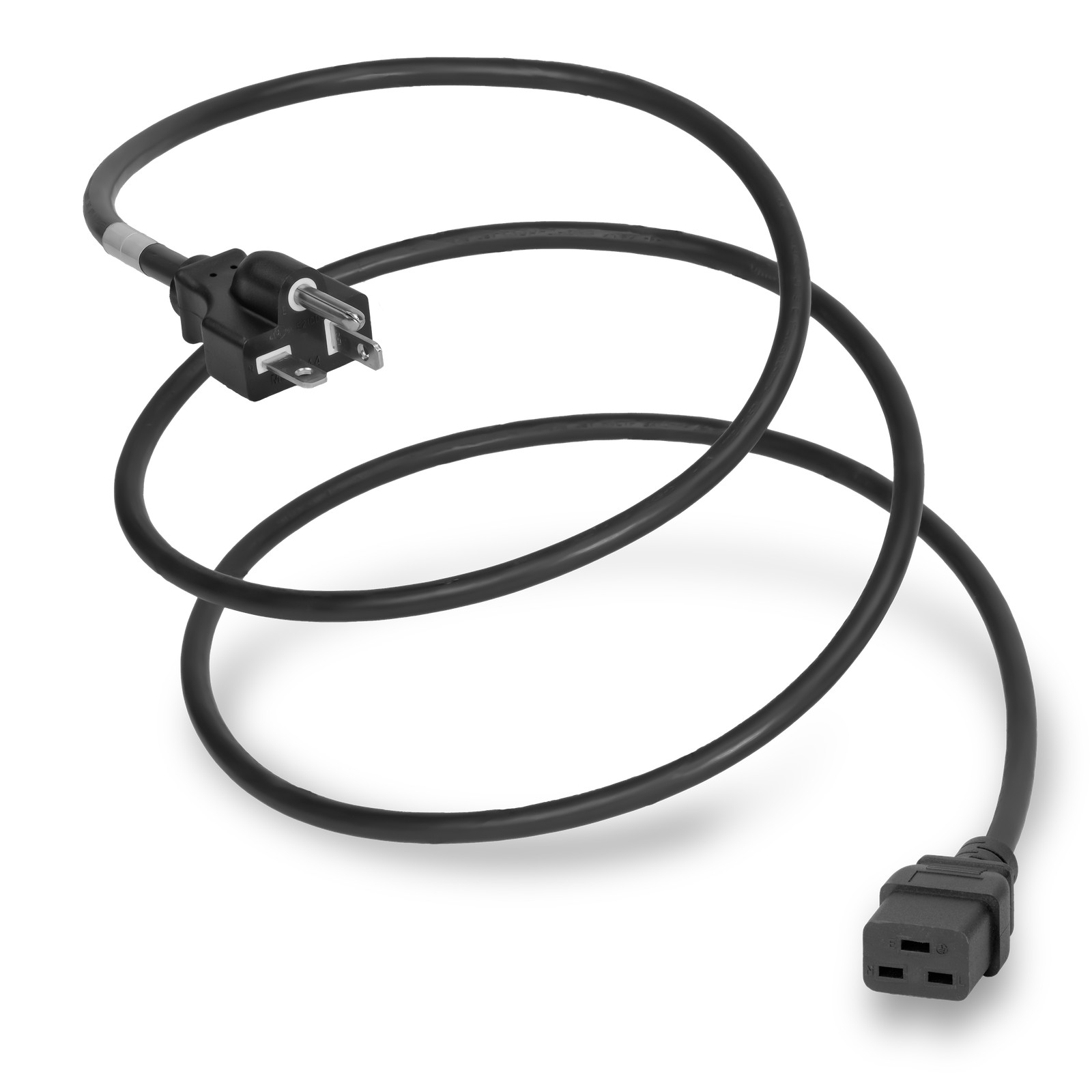 NEMA 5-20P C19 20A 125V 12/3 SJT Power Cord - Black - 6ft