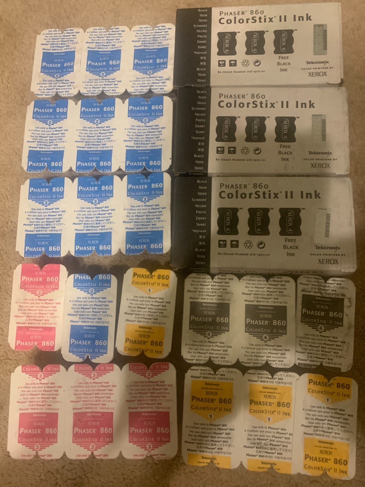 Lot of 33 Genuine Xerox Tektronix Phaser860 Black,Cyan,Magenta,Yellow Colorstick