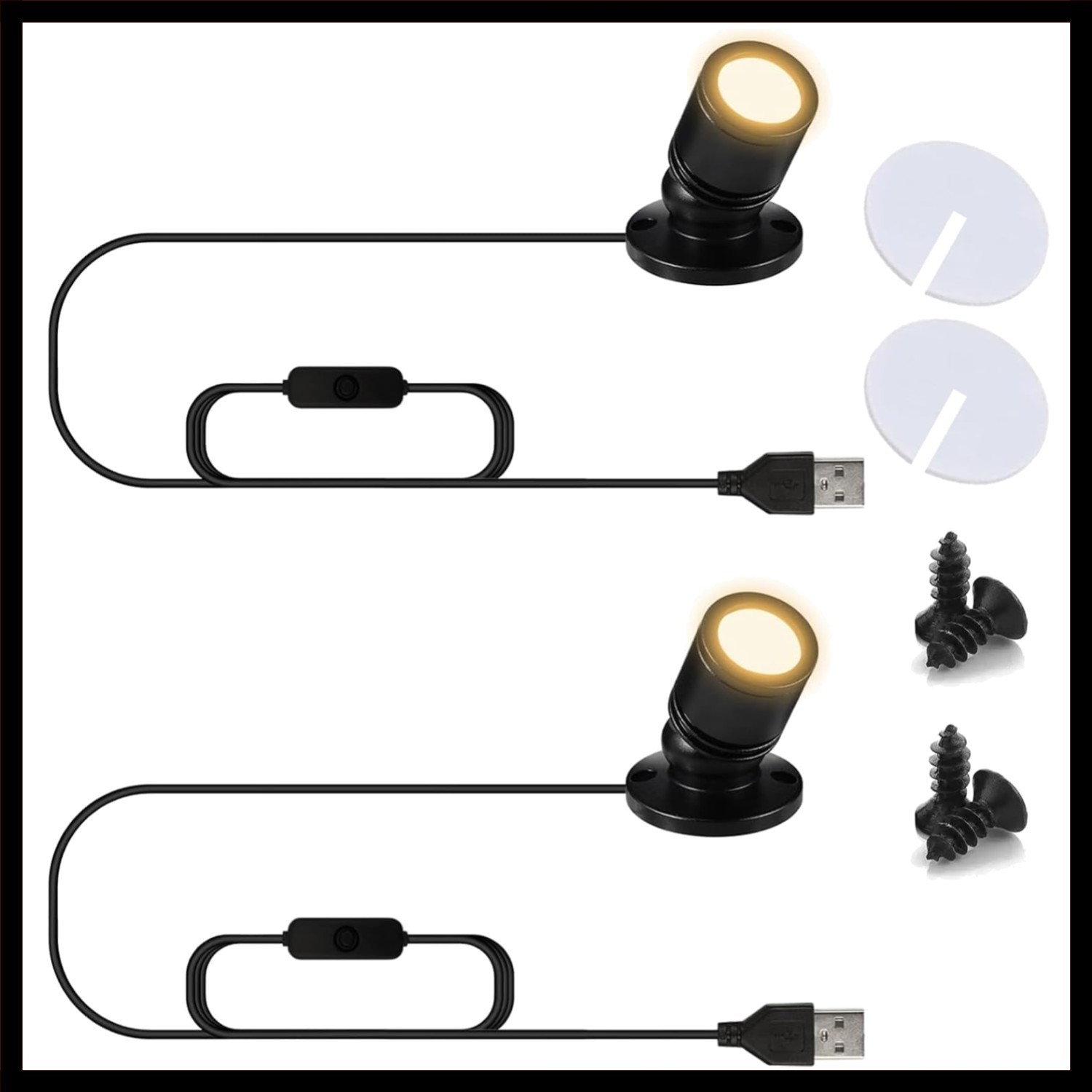 Compact 2-Pack USB LED Spotlights for Displays – Illuminate Artwork with Style