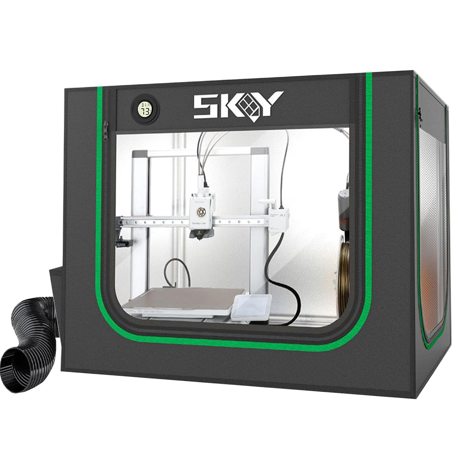 Skouphy 3D Printer Enclosure with LED Light, Smoke Exhaust Kit, Thermo-Hygromete