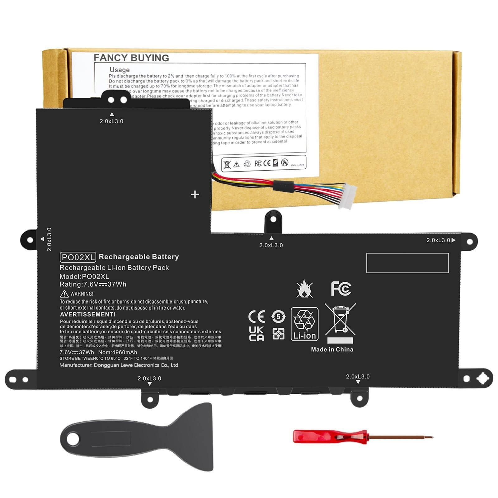 High-Capacity Laptop Battery for HP Stream 11-R, Pro G2 G3 G4 G5 - PO02XL Compat