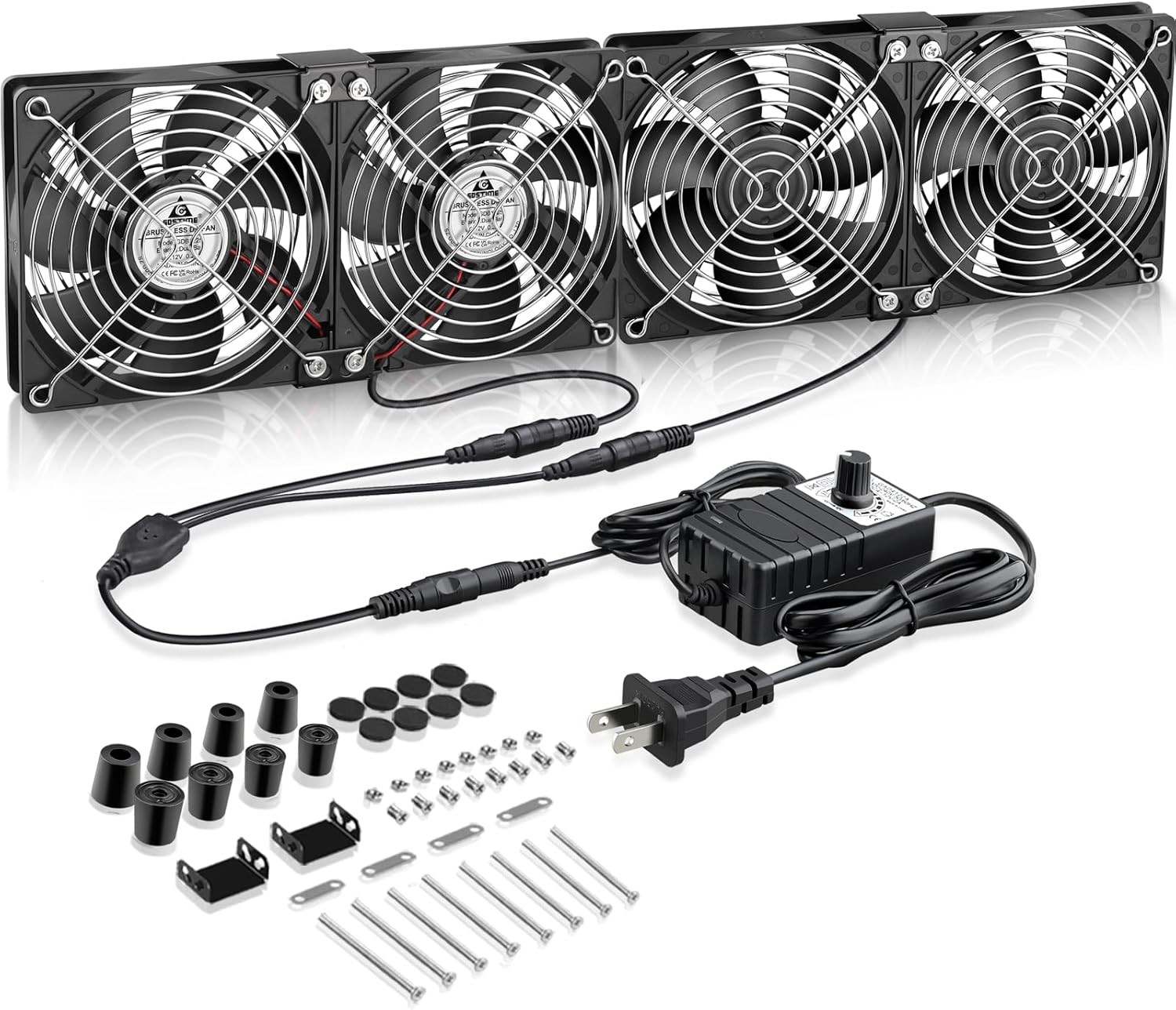GDSTIME Big Airflow 4X 120mm Fans with 100V-240V AC Powered Speed Controller... 