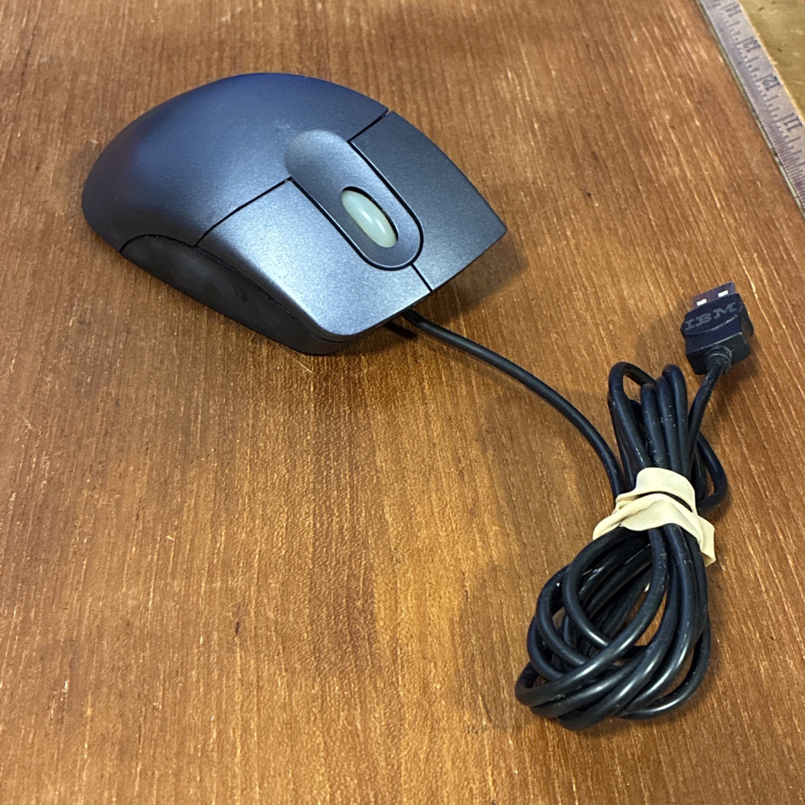 Vintage IBM ScrollPoint 4-Button Wired USB Mouse Model MO27FO Metallic Blue LED