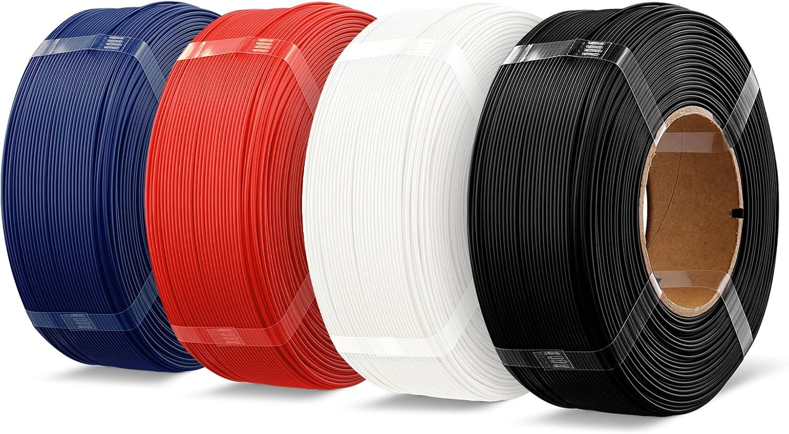 4 Pack 1kg High Speed Refill PLA+ Filament, Black+White+Red+Blue
