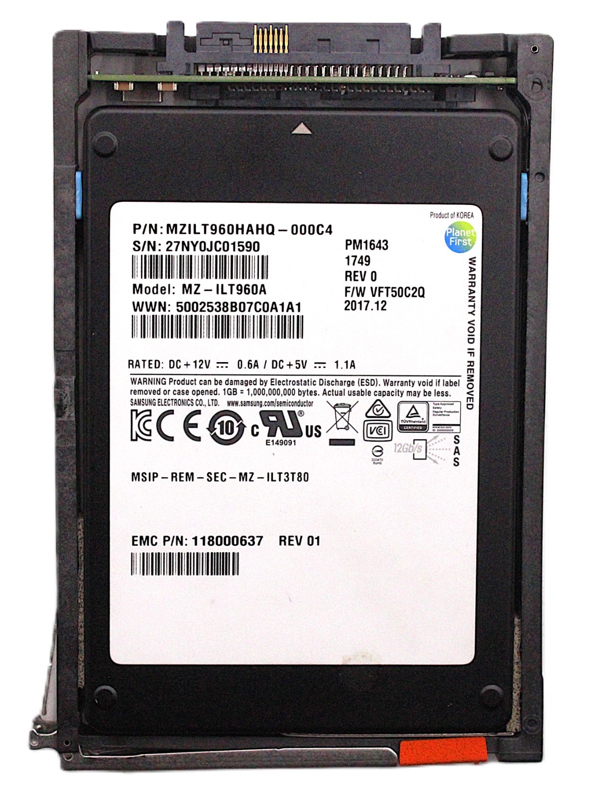 2.5" INTERNAL SSD SAS HARD DRIVE - SAMSUNG PM1643 MZ-ILT960A 800GB/12Gbps