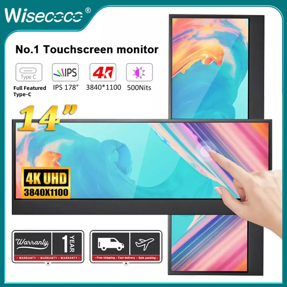 14'' 3840X1100 4k IPS Touch Screen LCD Portable Gaming Monitor HDMI Input Port