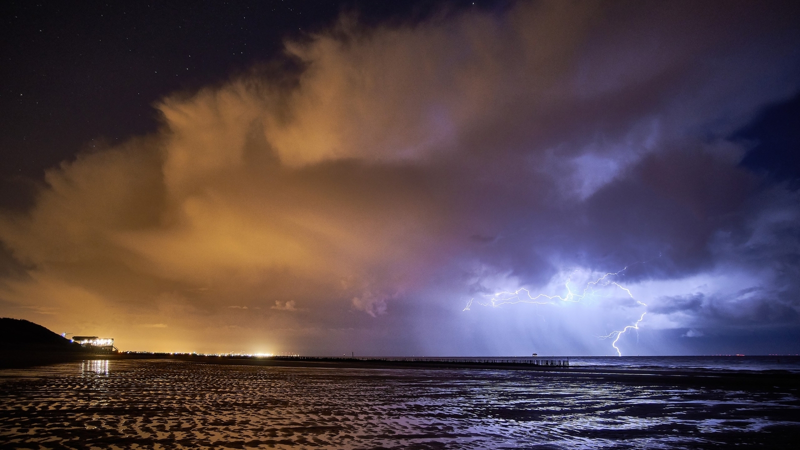 Landscape nature water beach sea night clouds storm Custom Gaming Mat Desk