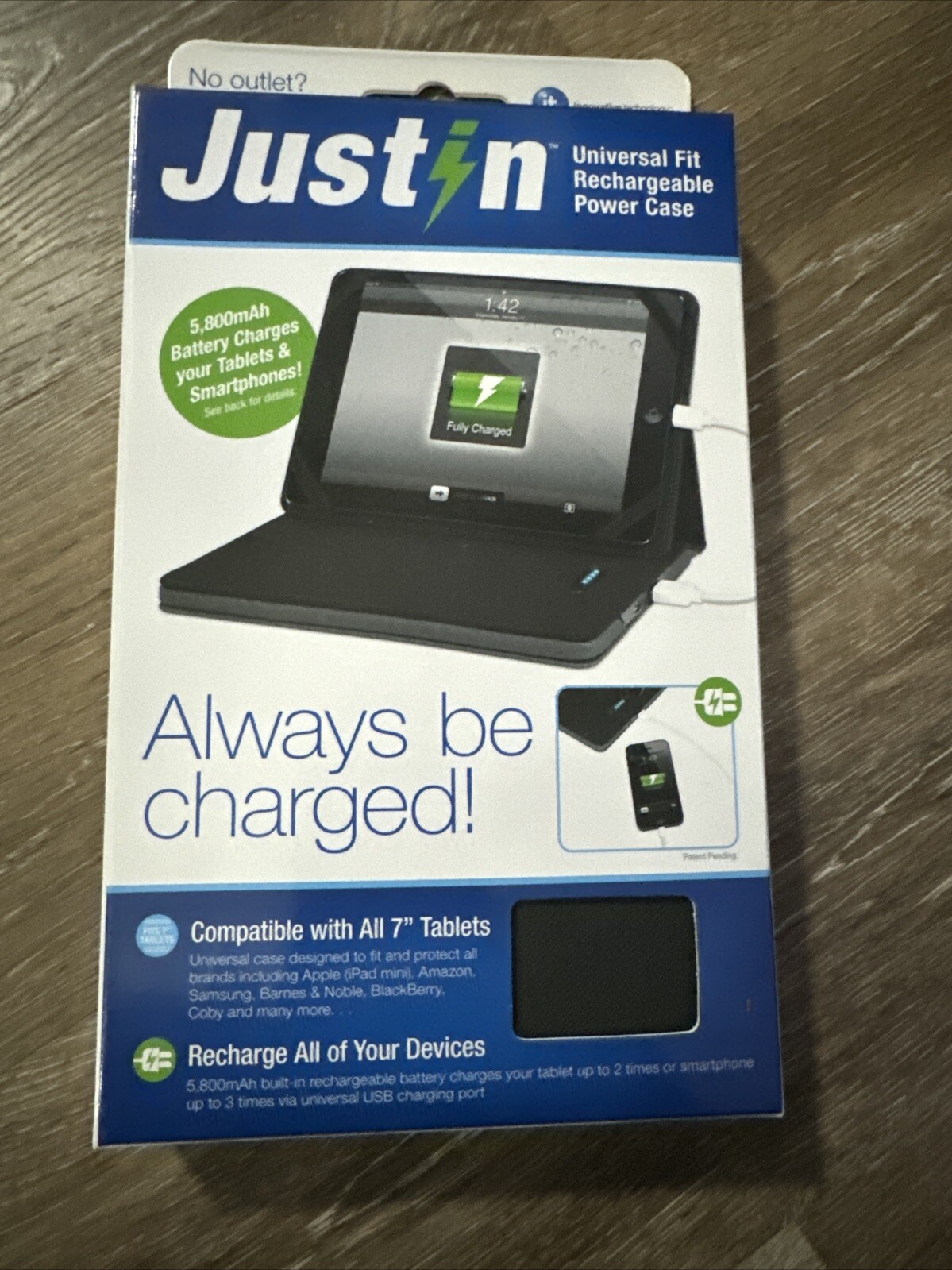 Justin RECHARGEABLE POWER CASE Universal Fit for All 7" Tablets & Smart Phones