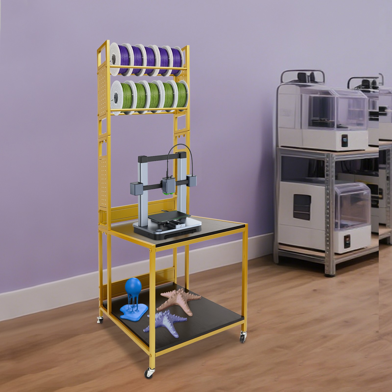 3D Printer Stand Heavy Duty Mobile Printer Table with Wheels for Studio Office