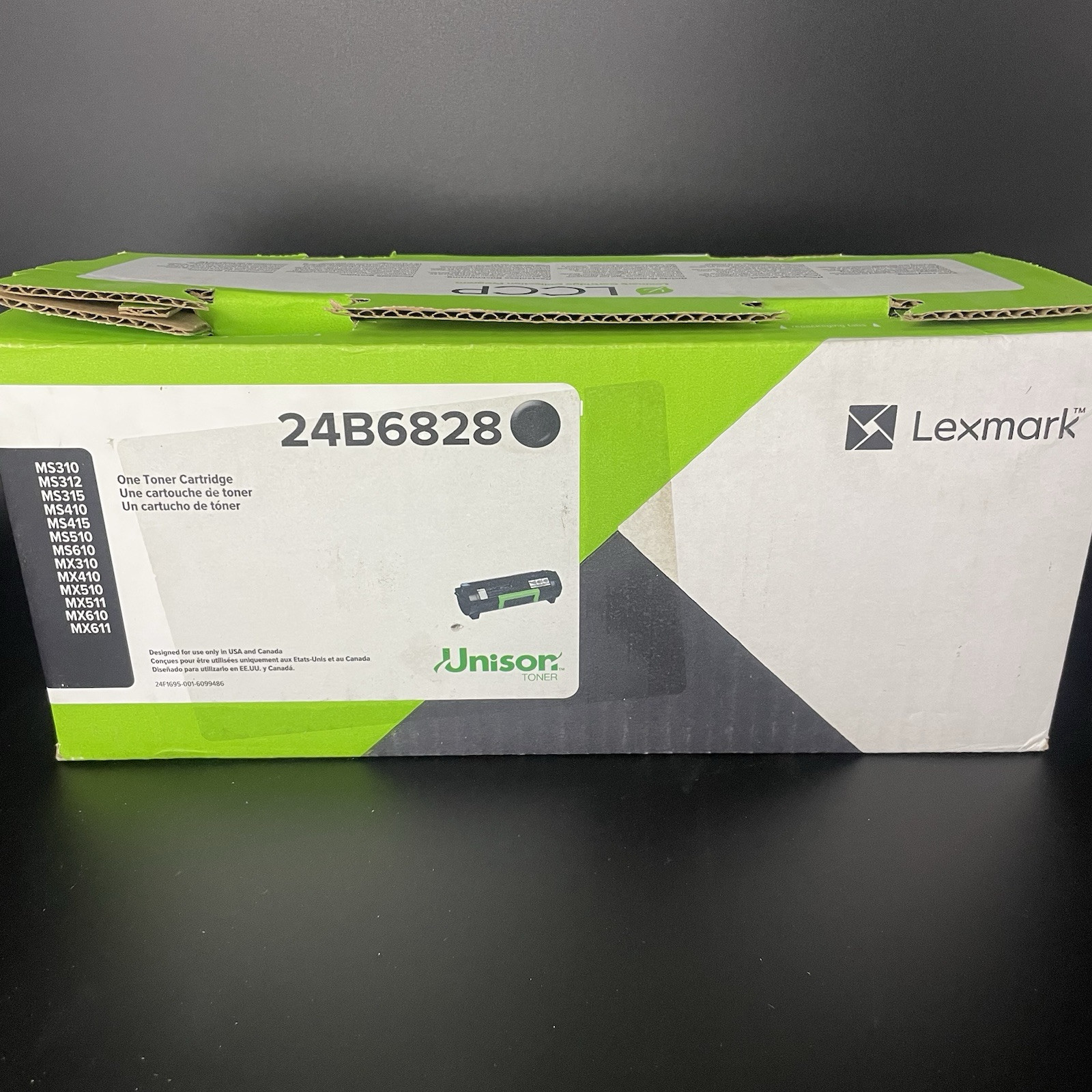 Lexmark 24B6828 Black Toner Cartridge for MS310 MS410 MS510 MS610 MX310 Open Box