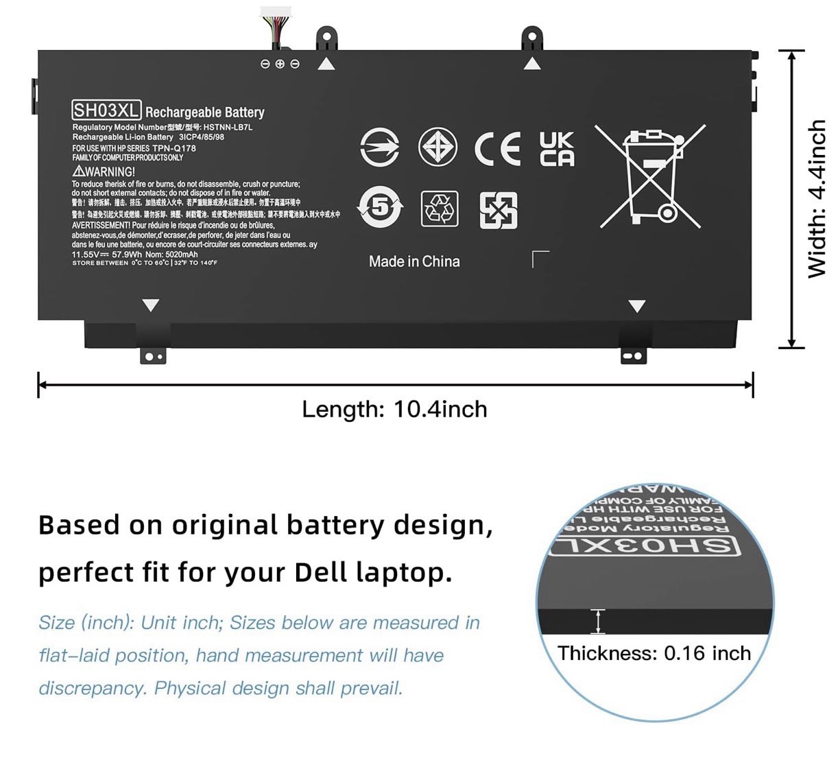 NinjaBatt SH03XL 859356-855 Laptop Battery For HP Spectre X360 11.55V 57.9WH
