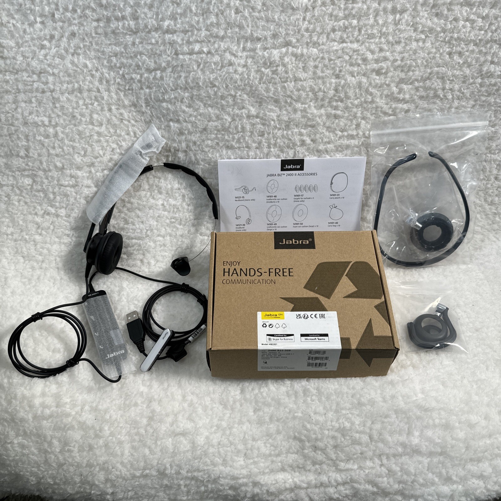Jabra BIZ 2400 II HSC021 Hands Free Headset, Microsoft Teams / Skype - NEW