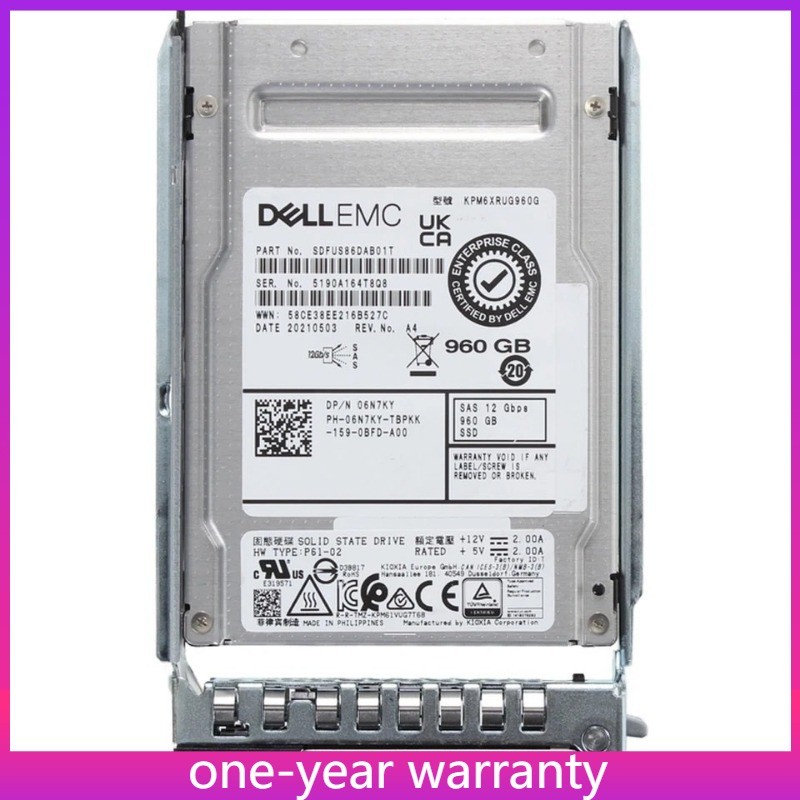  6N7KY 06N7KY Dell EMC 960GB 12Gbps SAS RI TLC 2.5'' SSD 14/15/16G KIT New