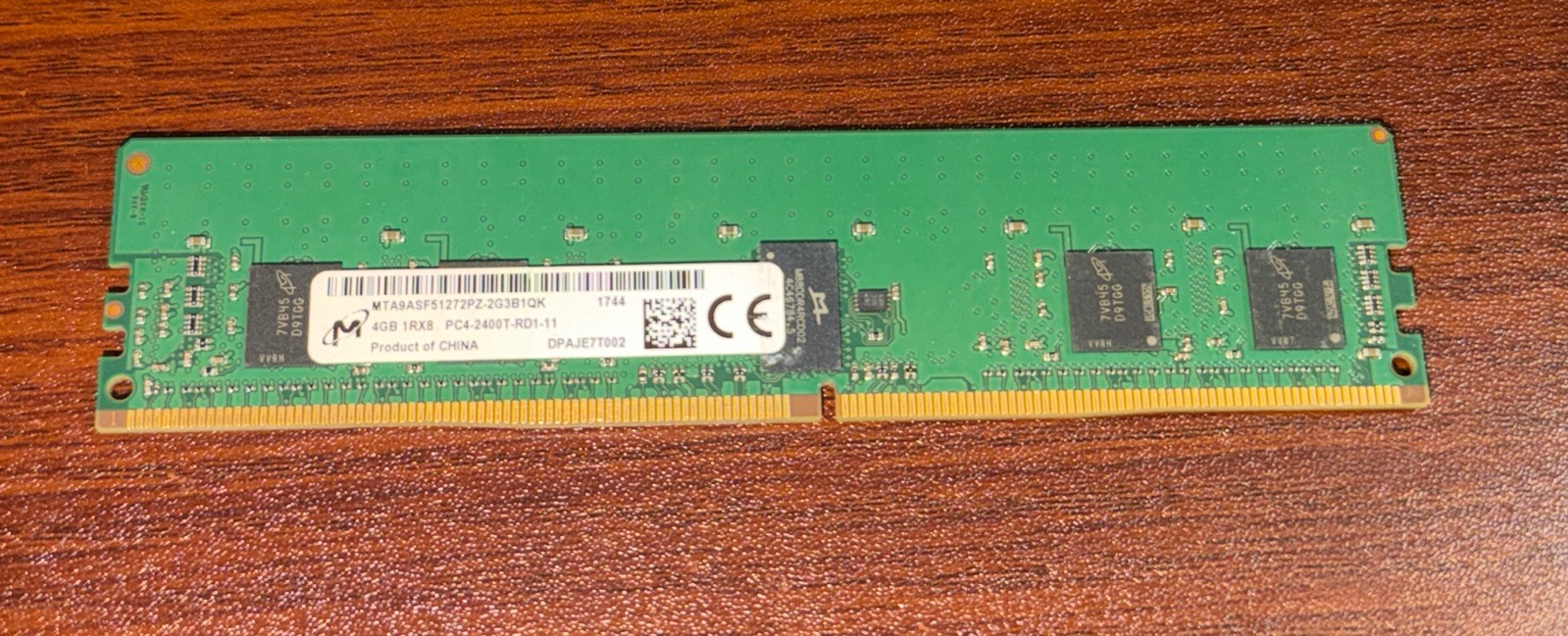 Micron 4GB 1RX8 PC4-2400T-RD1-11 ECC REG Server Memory MTA9ASF51272PZ-2G3B1QK