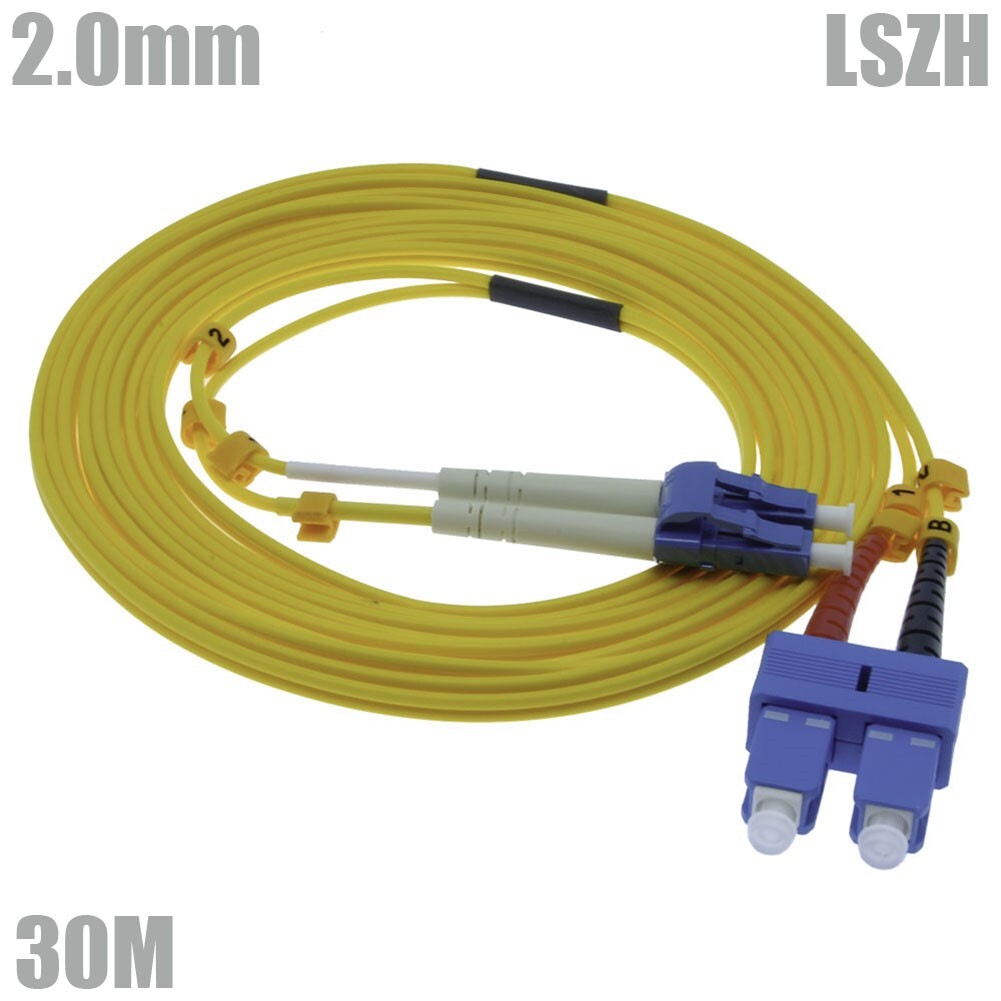 30M LC/UPC-SC/UPC Duplex Single-Mode Fiber Optical Optic Patch Cable 2.0mm LSZH