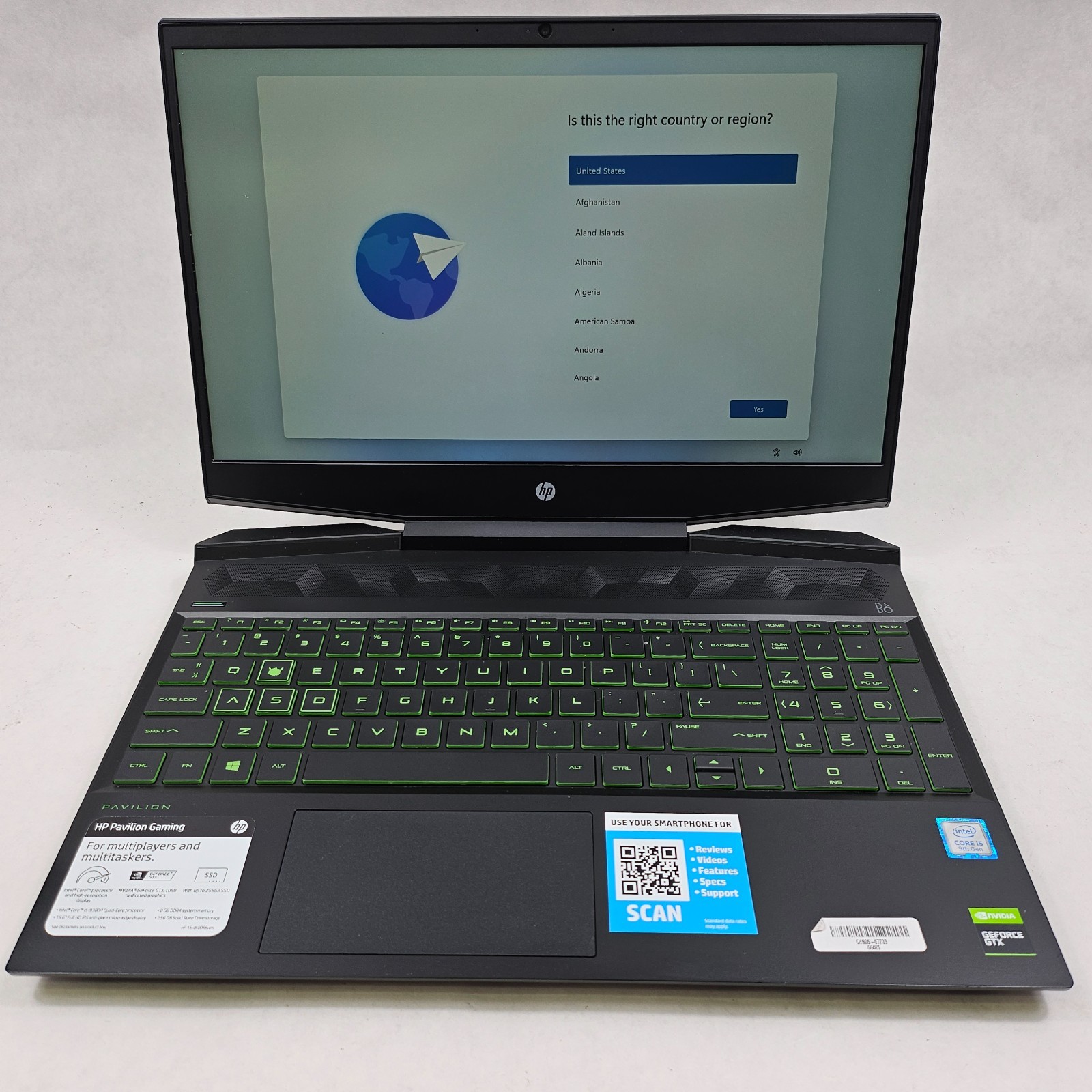 HP Pavilion Gaming 15.6" FHD Core i5-9300H 2.40GHz 8GB 256GB SSD GTX 1050 Good