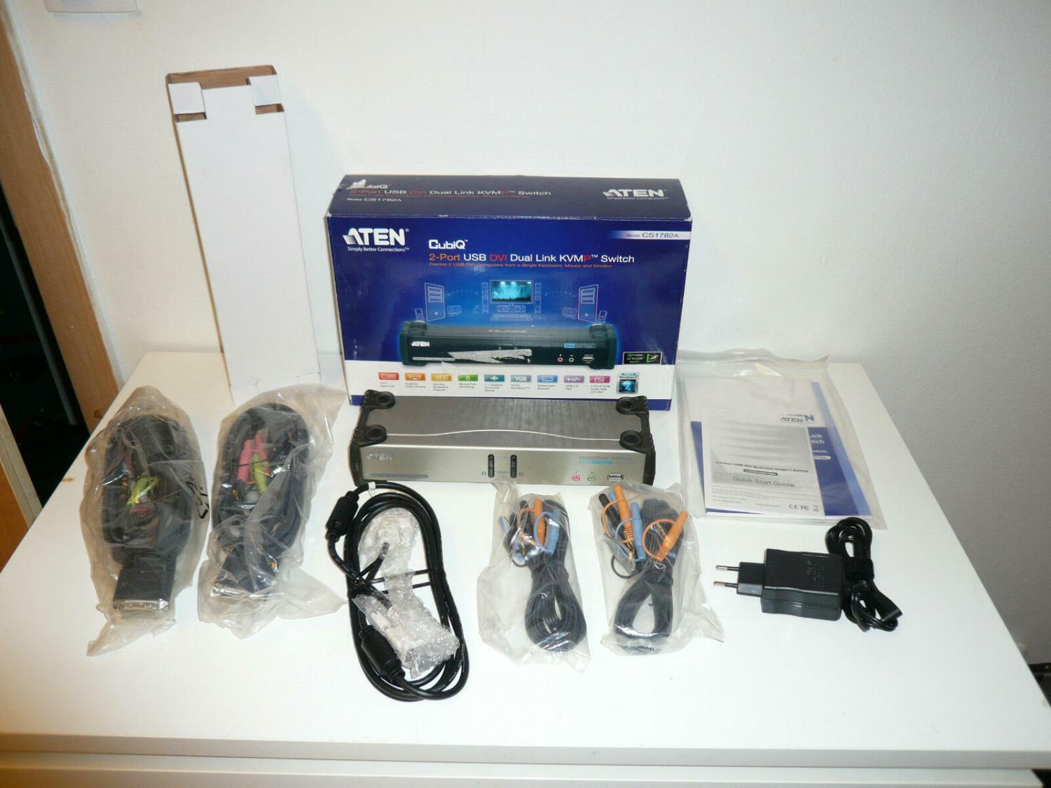 ATEN CubiQ CS1782A 2-Port USB DVI Dual Link KVMP Switch, Original Box & New, 2Y. Warranty