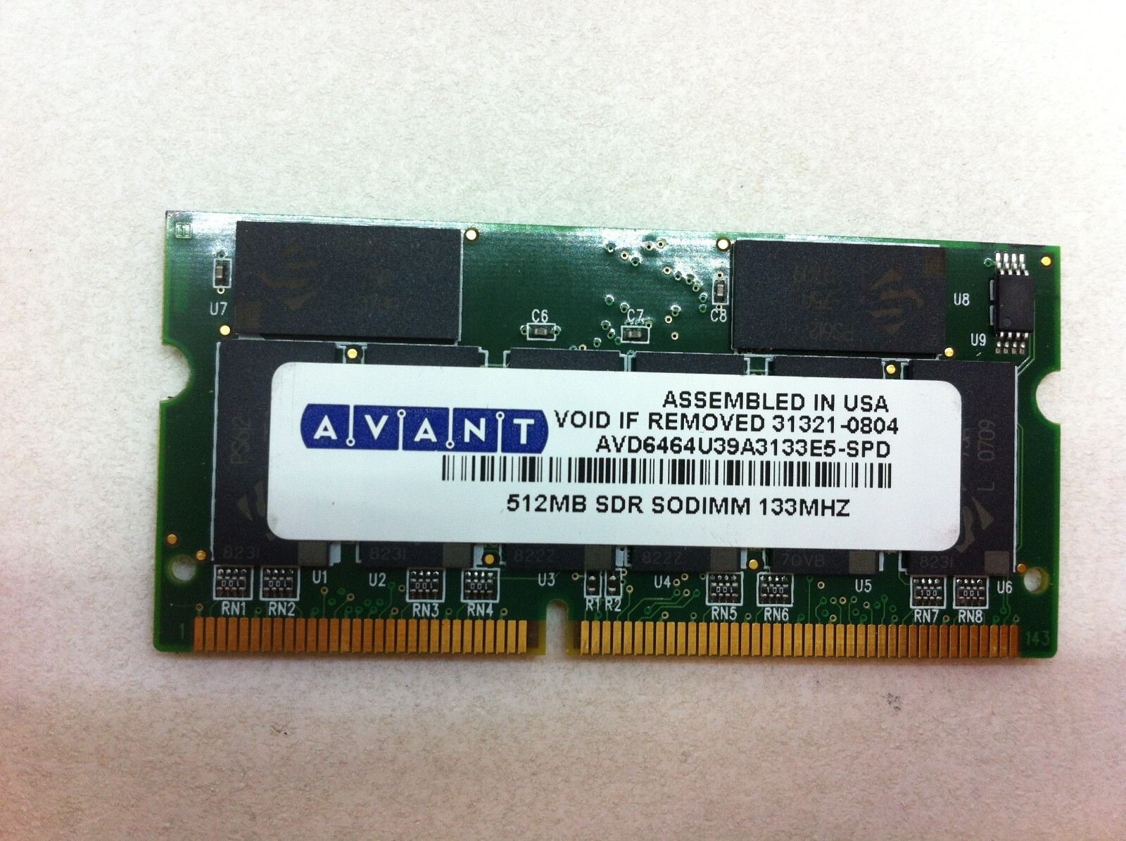 Avant 512MB SDR SODIMM 133MHZ Laptop Memory Ram A1007 AVD6464U39A3133E5-SPD 103