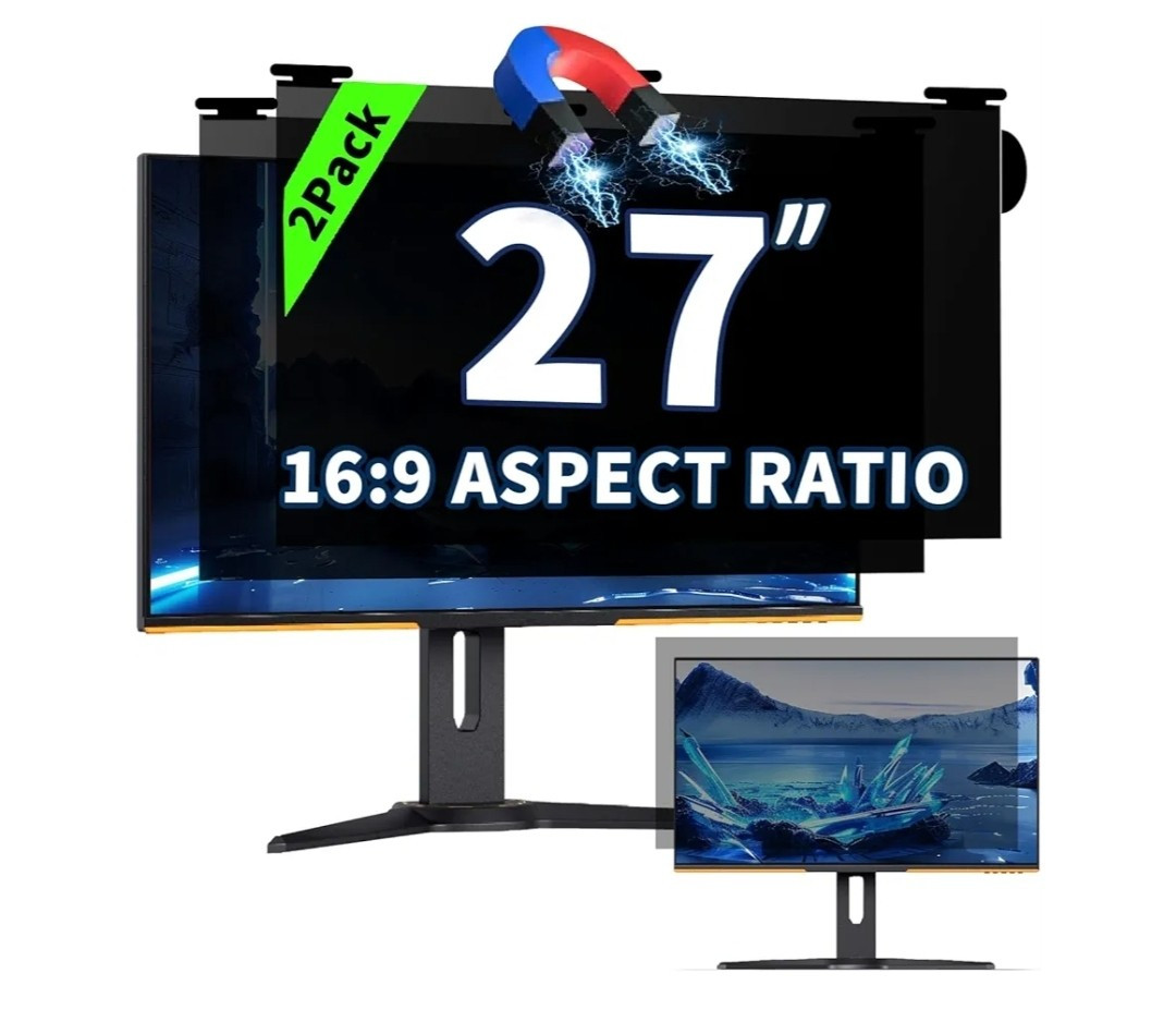 (2) Magnetic Hanging Privacy Screen 27"For 16:9 Removable Universal Anti Glare 