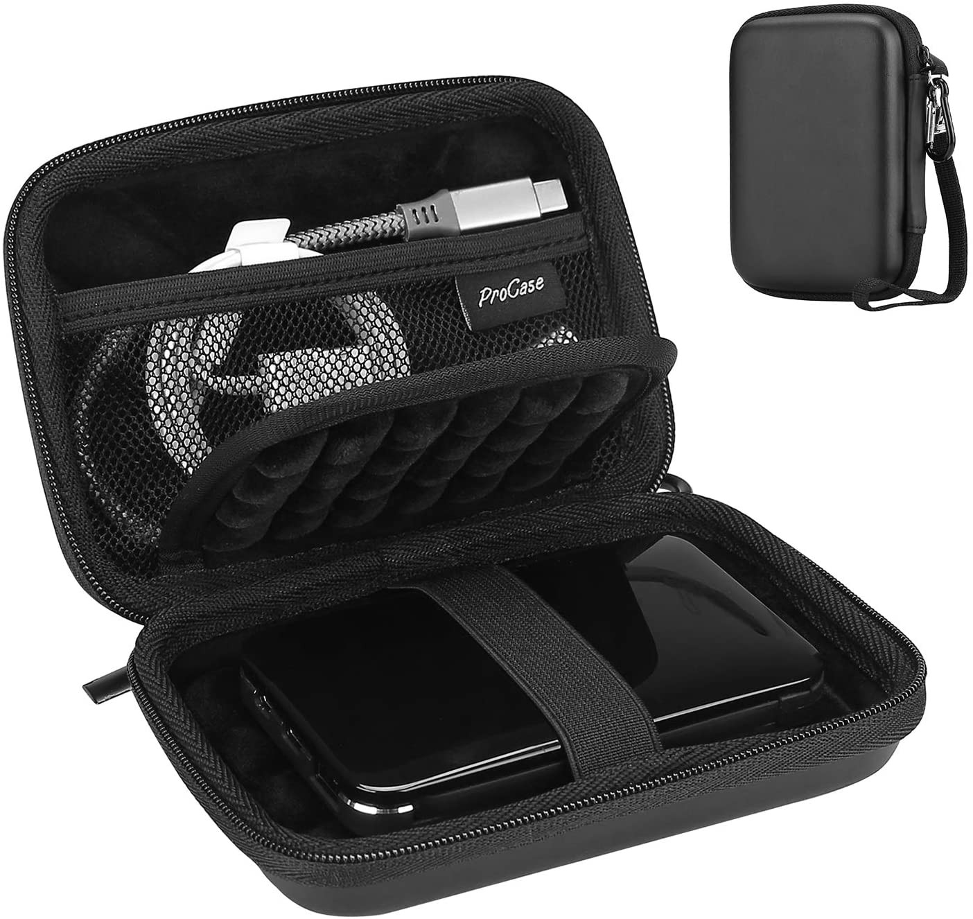 External Hard Drive Travel Case for 2.5" HDD/SSD -Black | Fits Seagate Portable,