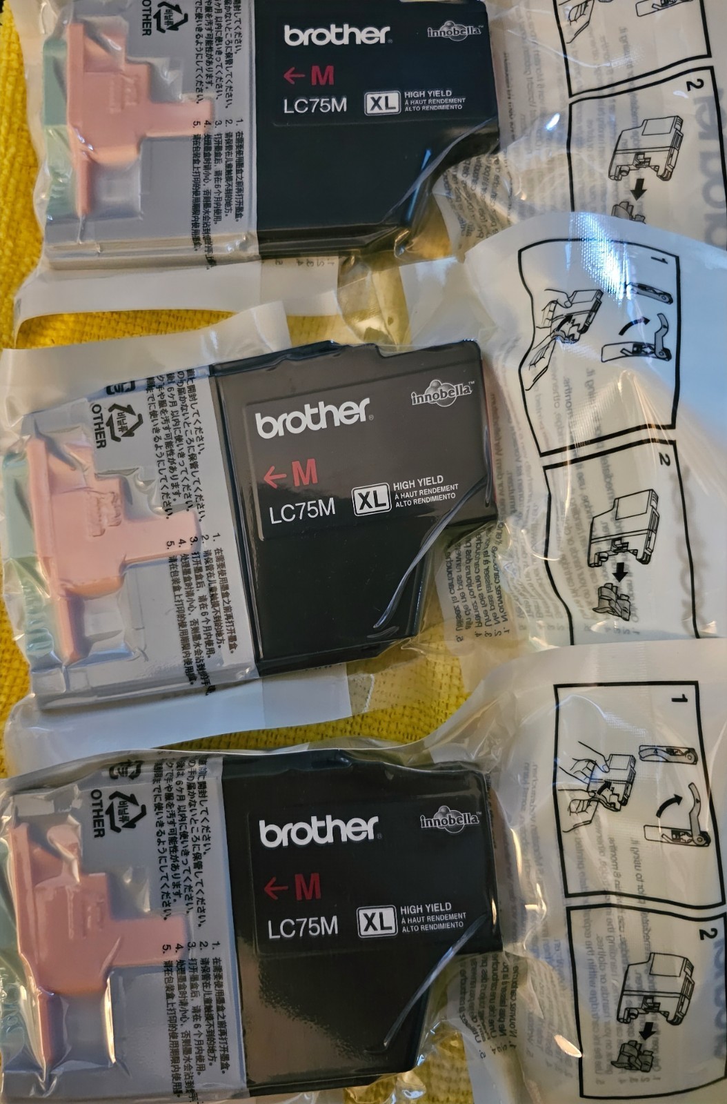Lot of 10 Genuine Brother LC75 Ink Cartridges -XL – 3 Magenta, 2 Blk, 5 Cyan New