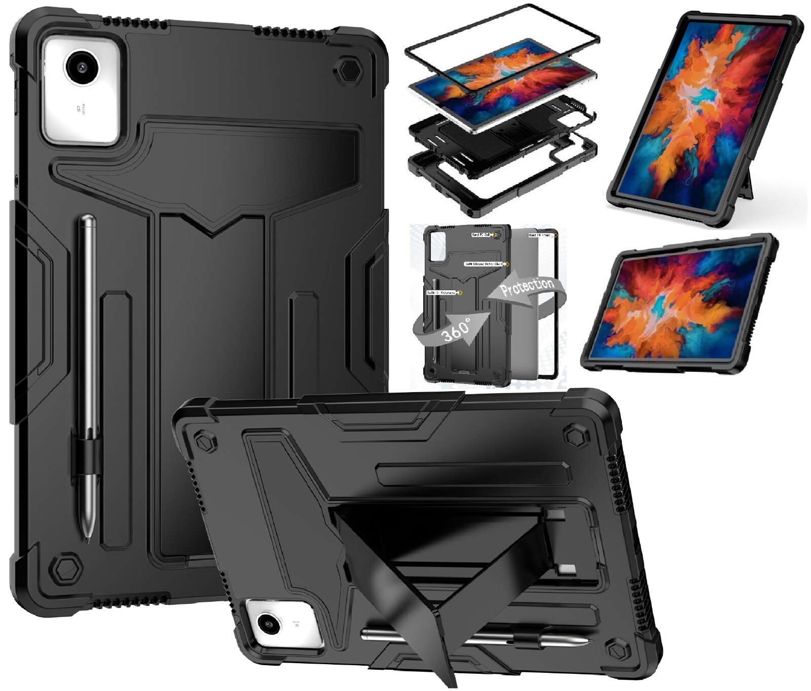 For Lenovo Tab K11 LTE (11") Case Heavy Duty Shockproof Rubber Armor Stand Cover