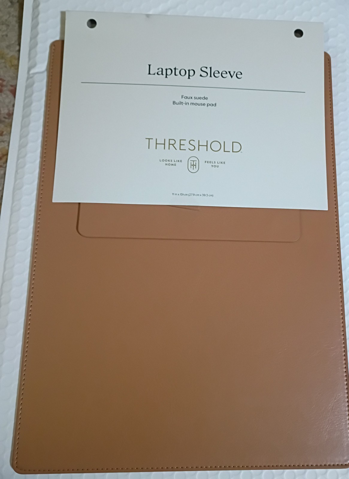 Threshold Laptop Sleeve Fauzx Suede Tan Size 11 x 15.5 inch 