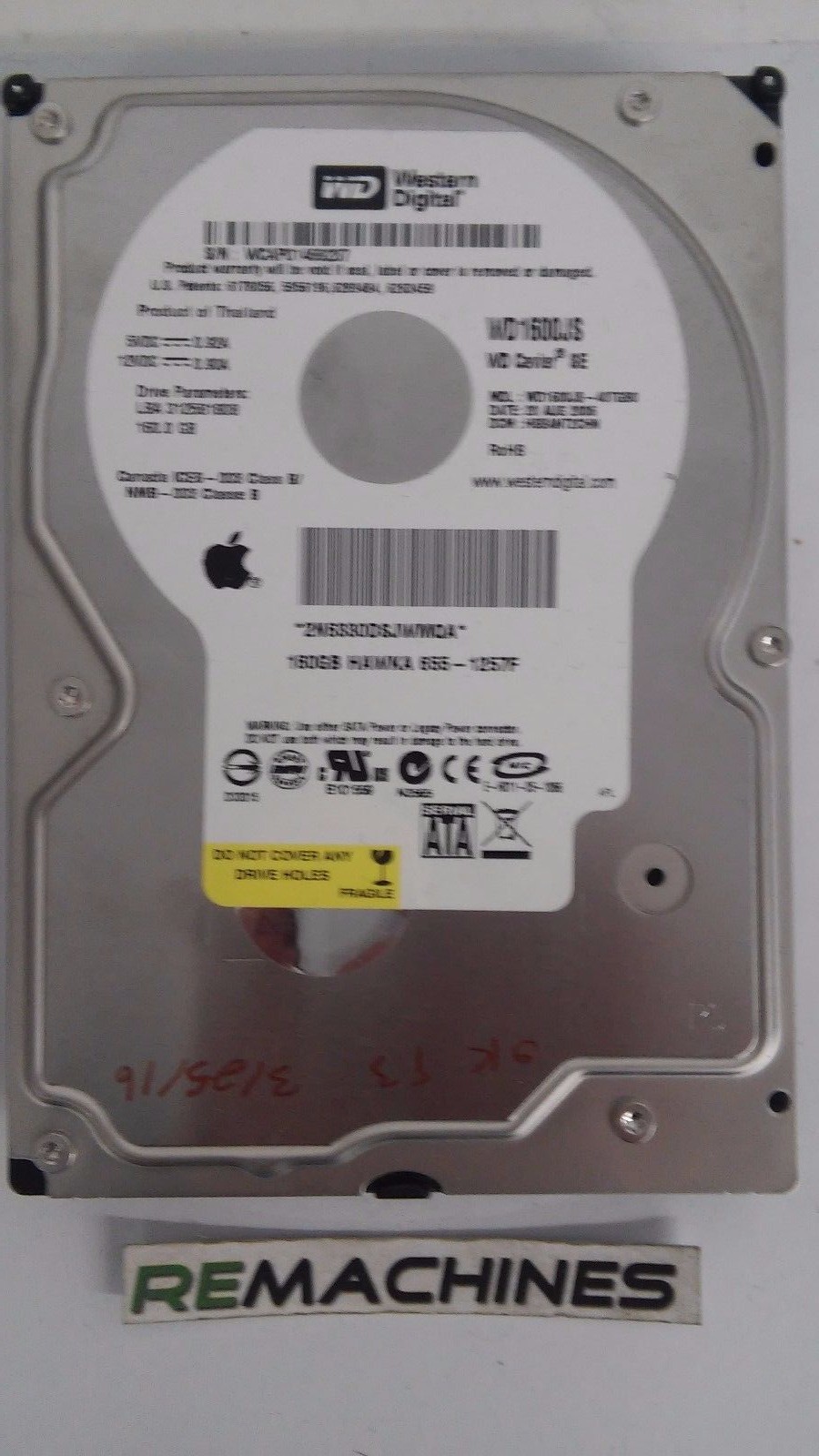 Western Digital Apple 160GB SATA 7200rpm 3.5" WD1600JS-40TGB0 TESTED 