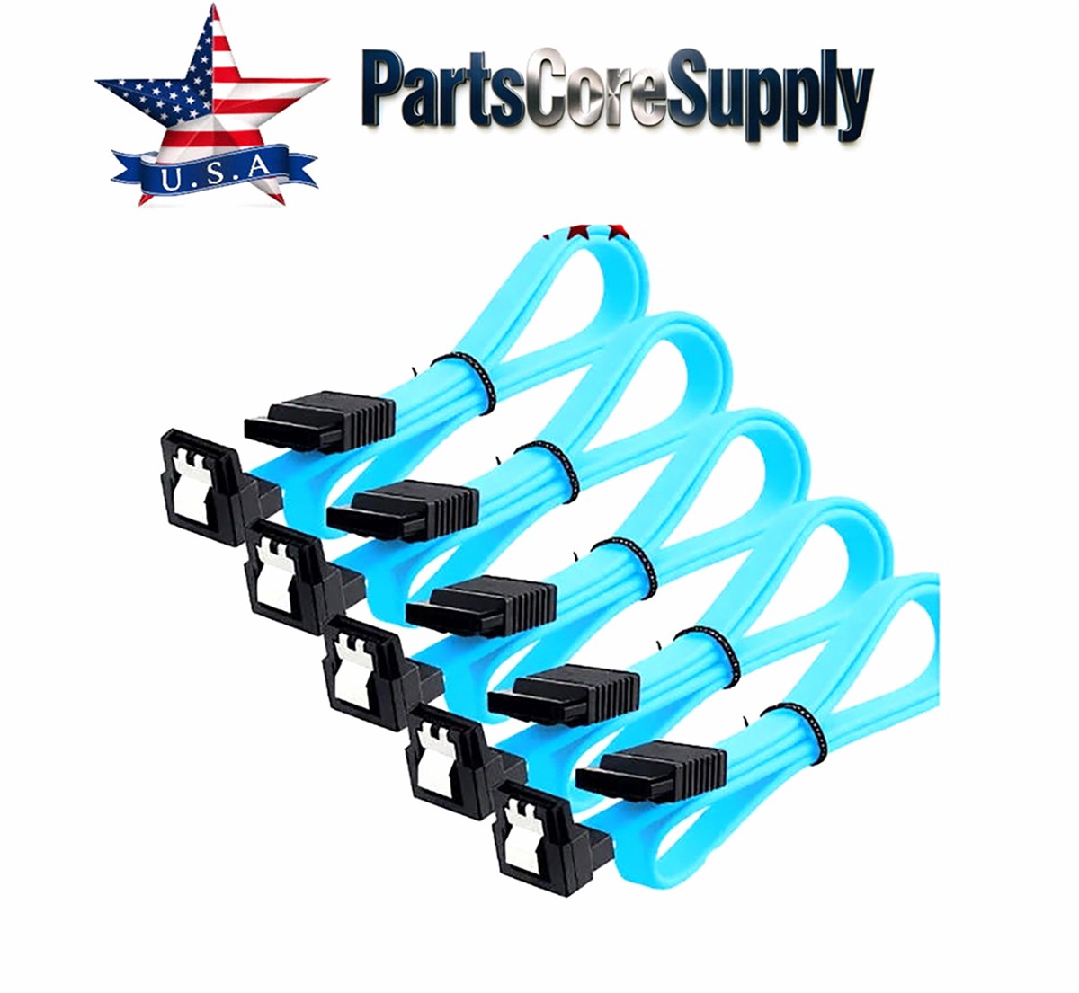 5x18" SATA 3.0Cable SATA3 III 6GB/s Right Angle90° SSD HDD Hard Drive Blue USK
