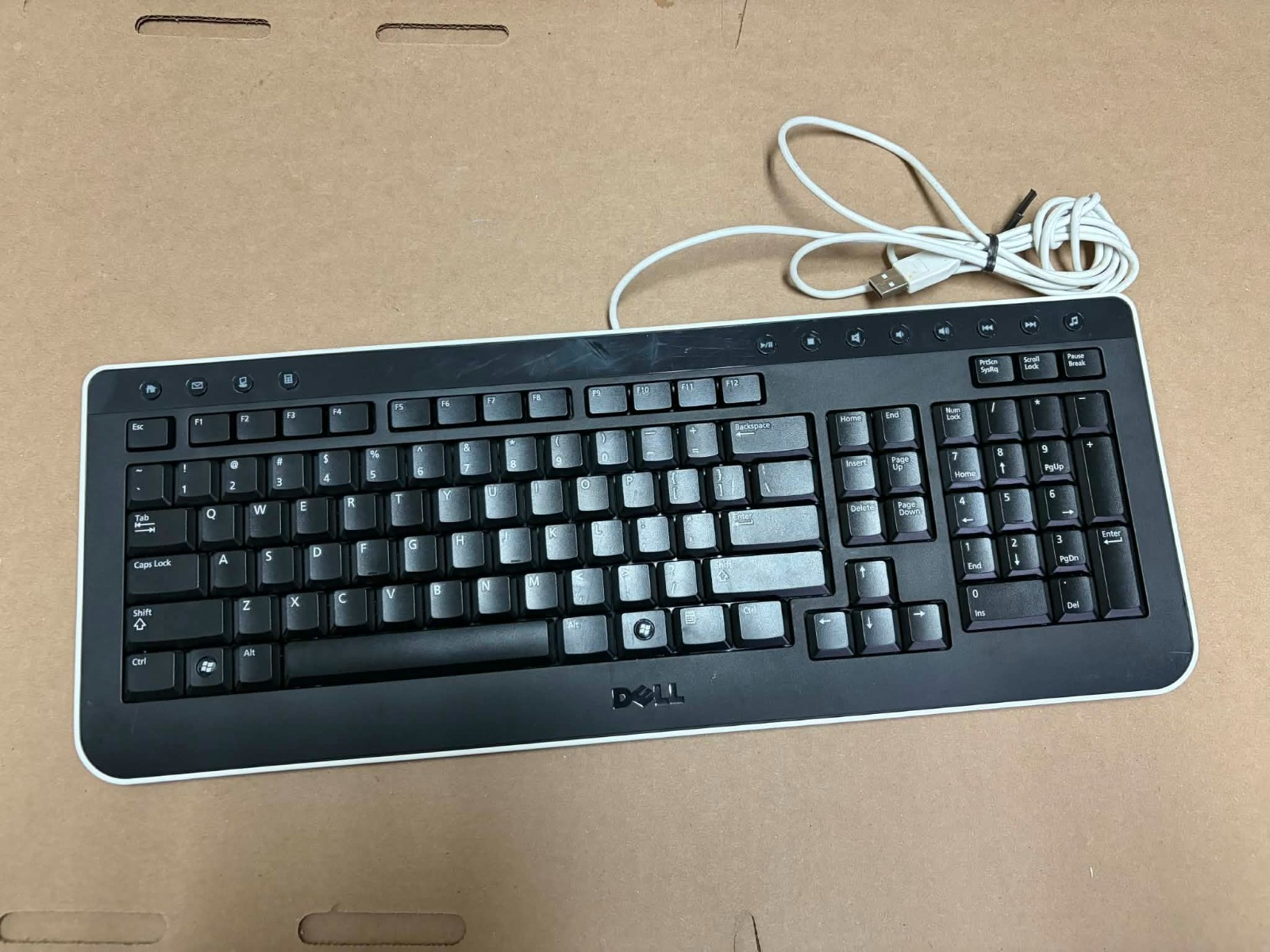 Genuine Dell SK-8165 Sleek Slim USB Wired XPS Desktop DT Black White Trim U986M