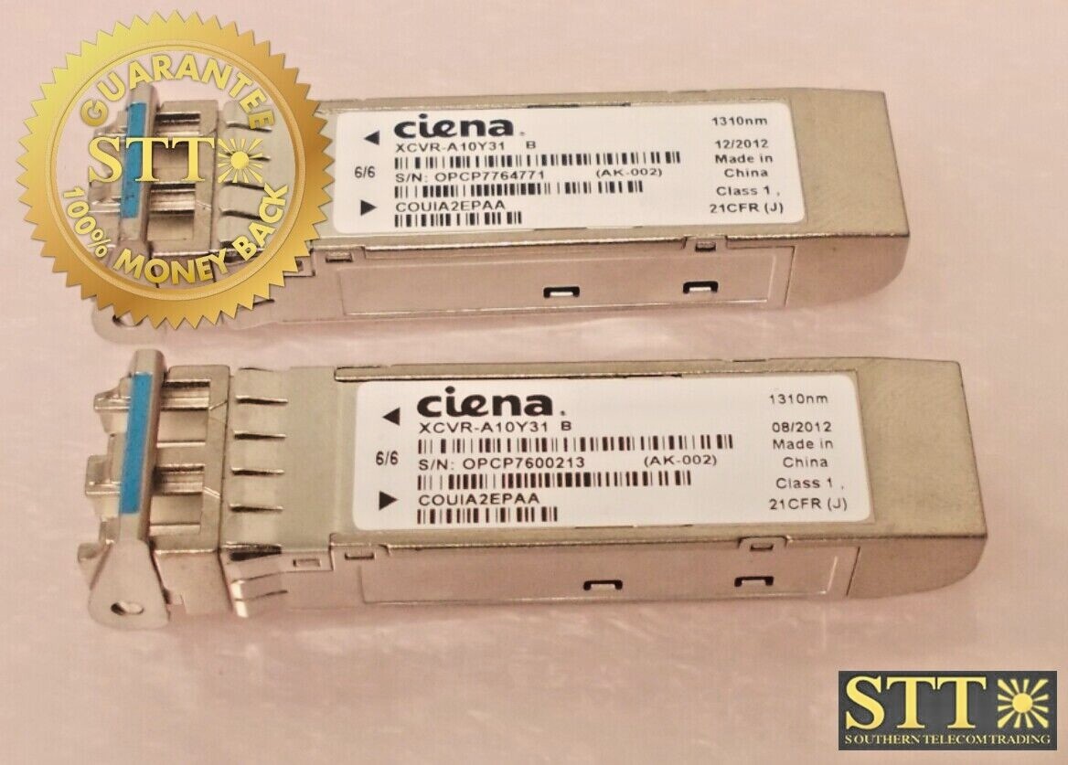 XCVR-A10Y31 CIENA SMF LE-311V 1000BASE-LX 1310NM 10KM SFP COUIA2EPAA (LOT OF 2)