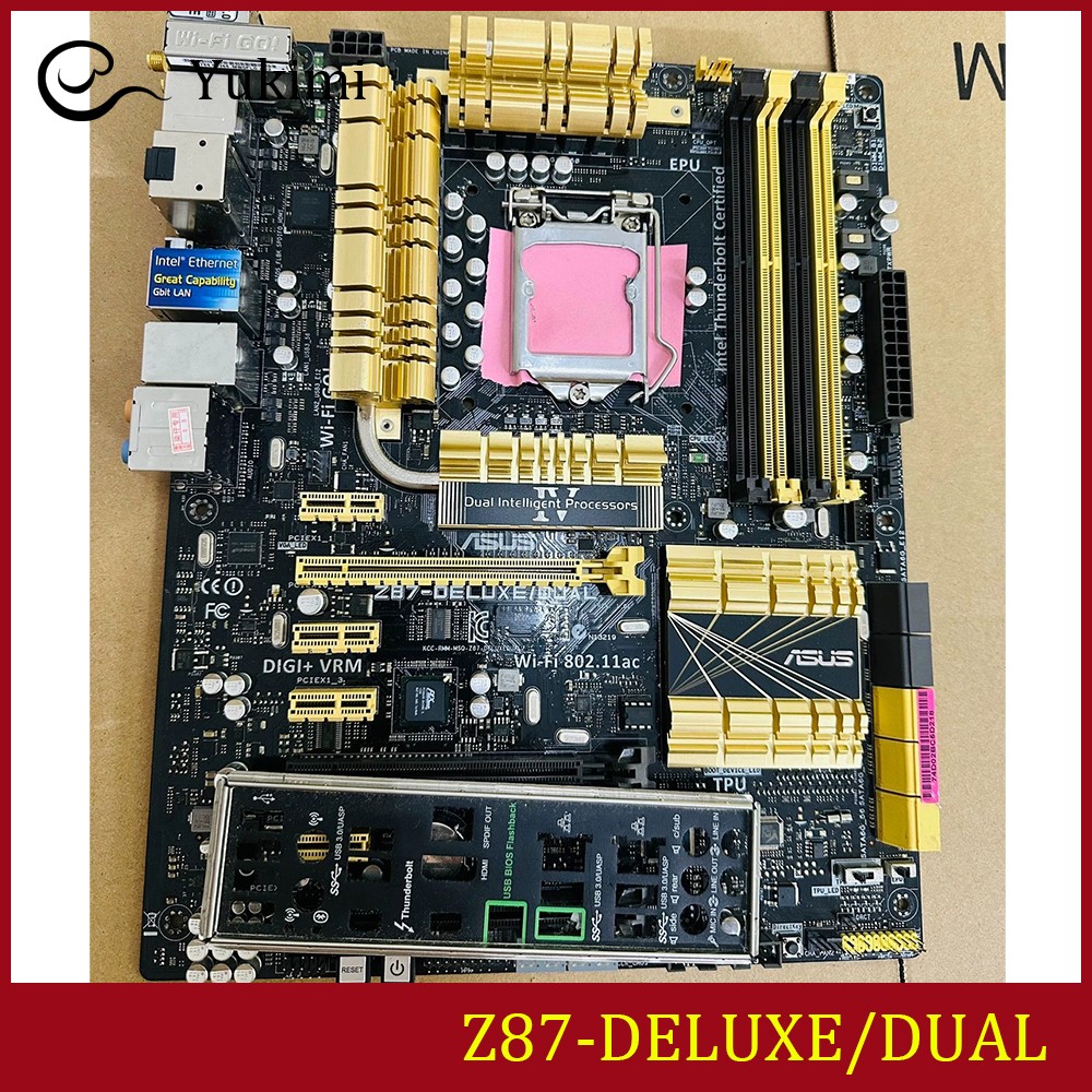 FOR ASUS Z87-DELUXE/DUAL DDR3*4 32GB LGA 1150 HDMI ATX Ｍotherboard Test OK