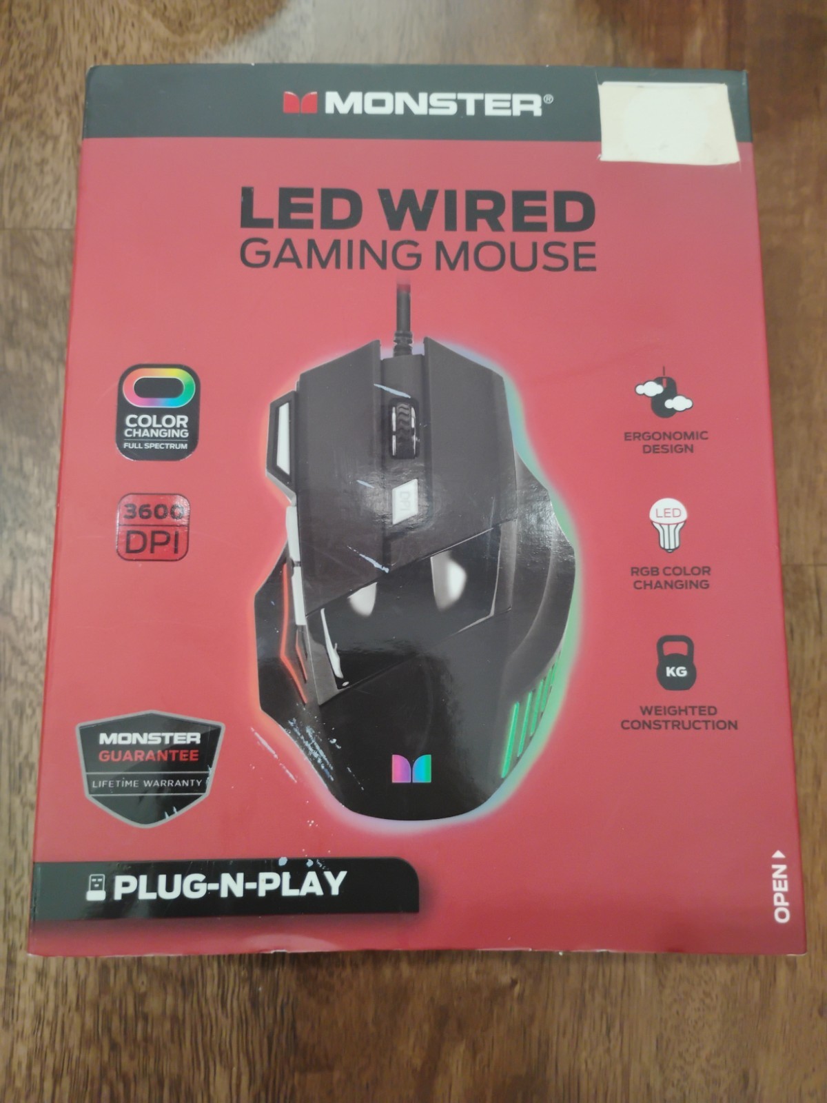 Monster LED Optical Game Mouse 2MNGM0706BOBL Color Change 3200 DPI New Damage Bx