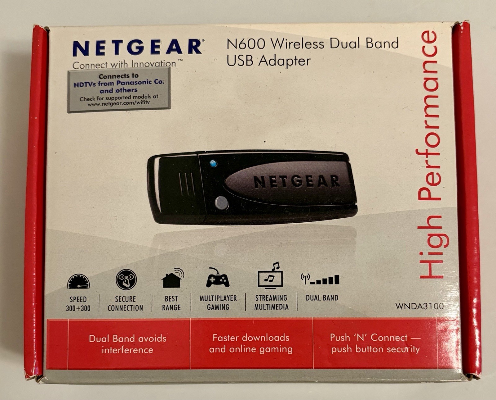 NOS NETGEAR N600 Wireless Dual Band USB WiFi Adapter WNDA3100 New In Open Box