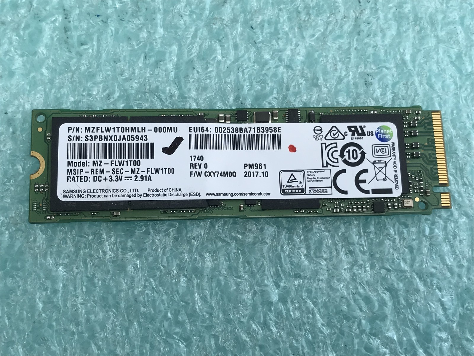 Samsung PM961 MZ-FLW1T00 1TB M.2 PCIe SSD Solid State Drive - HD953A