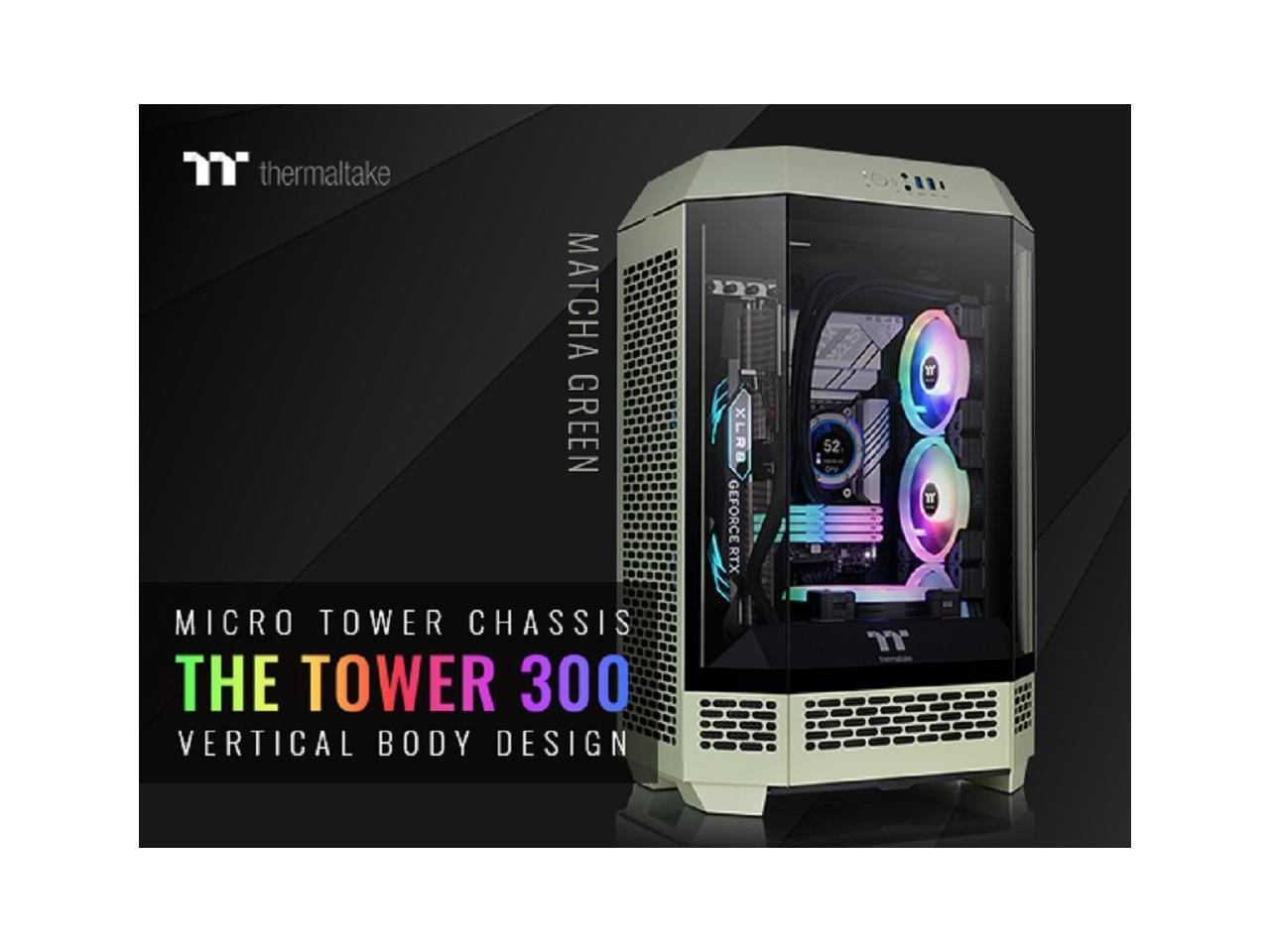 Thermaltake The Tower 300 Matcha Green Micro Tower Chassis (ca1y400sewn00)