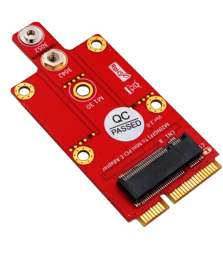 XT-XINTE M.2 Key B to Mini PCI-E Adapter for 3G/4G/5G Module Support 3042/3052