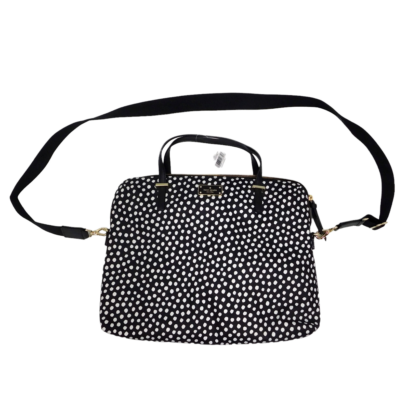 Kate Spade Laptop Bag Black White Adjustable Strap Daveney Wilson Rd Musical Dot