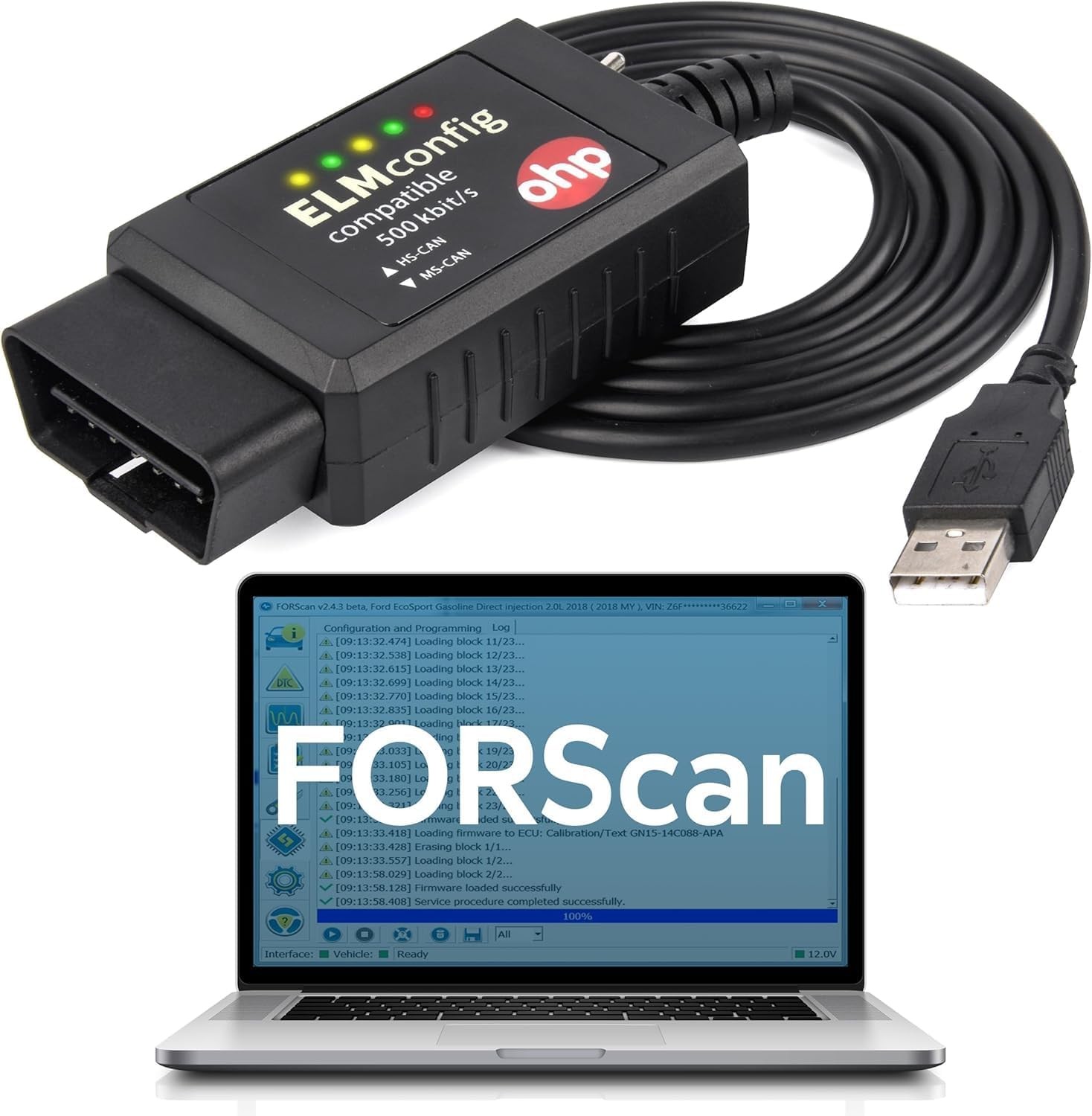 FORScan ELM327 OBD2 to USB Diagnostic Scan Tool for Ford MS-CAN/HS-CAN