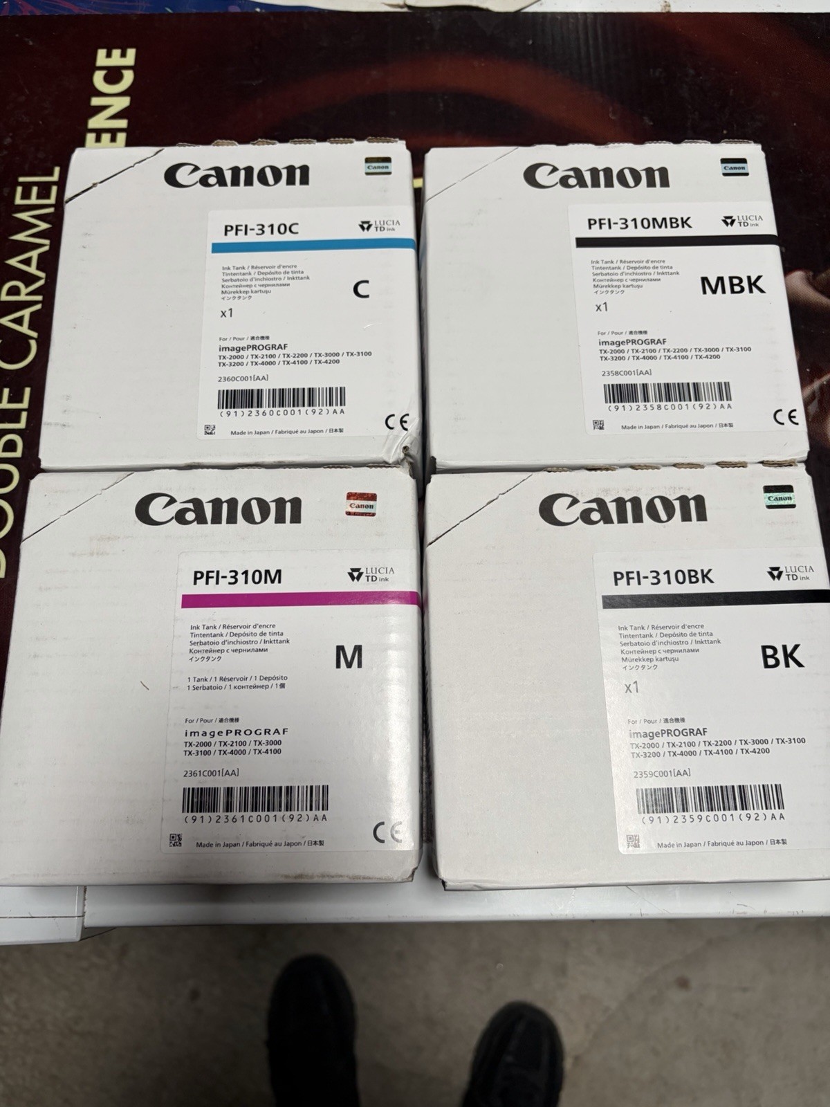 CANON PFI-310'S SET OF 4 TX-2000 TX-3000 TX-4000 730ml INK Cartridges ❤️💙💛🖤