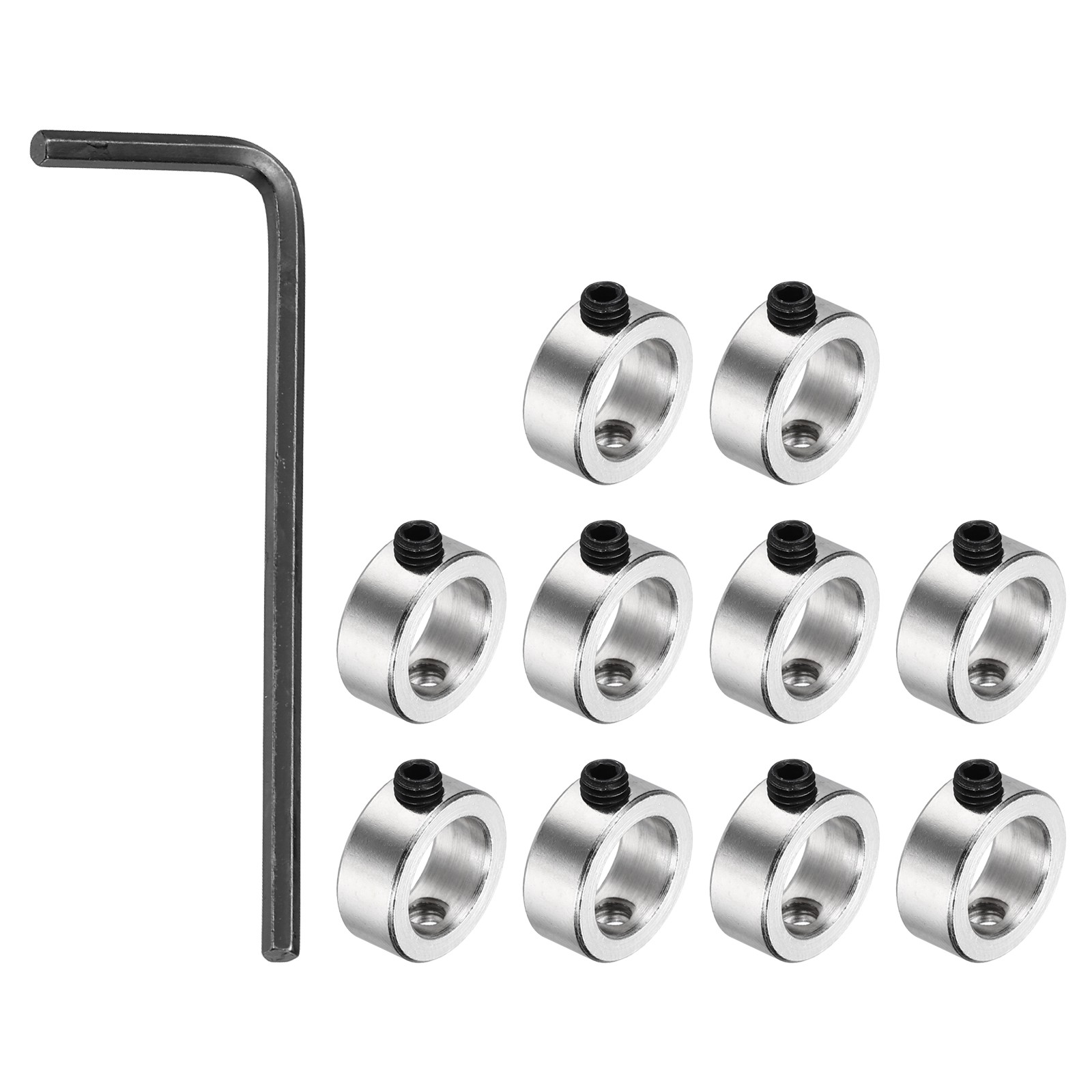 10 Pack Silver Shaft Lock Collar 10.05mm Bore 15mm OD 6mm H Collar Set