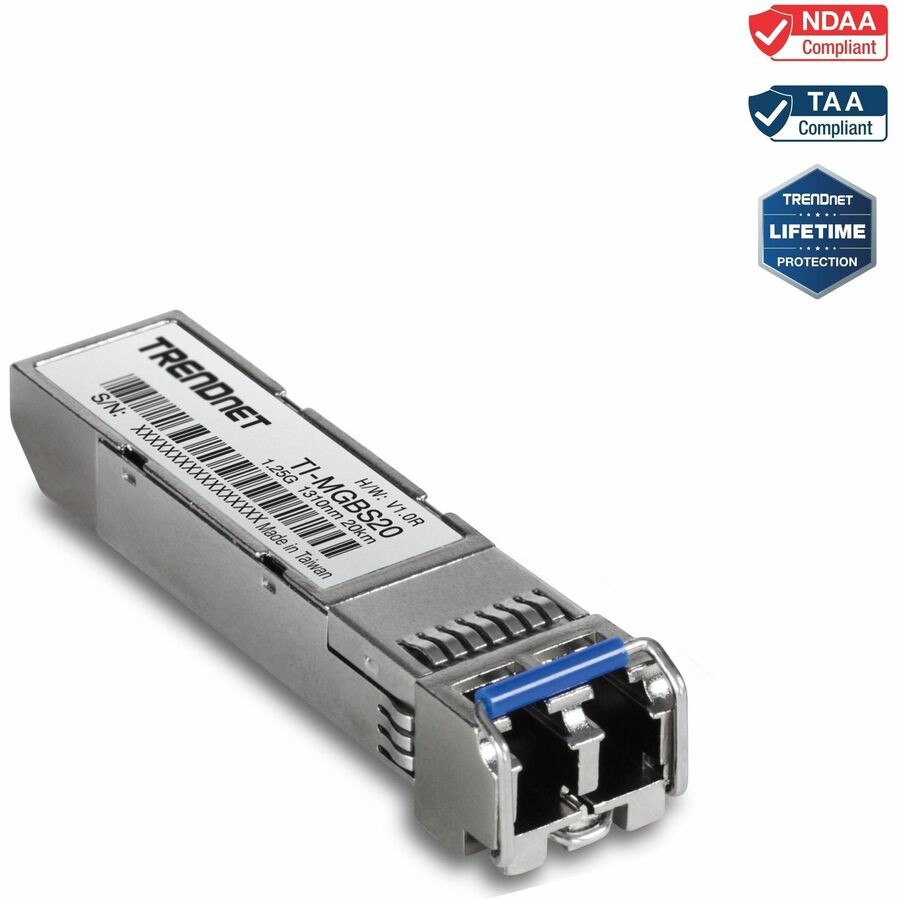 TRENDnet TI-MGBS20 1000Base-LX Industrial SFP Single Mode LC Module, 20km