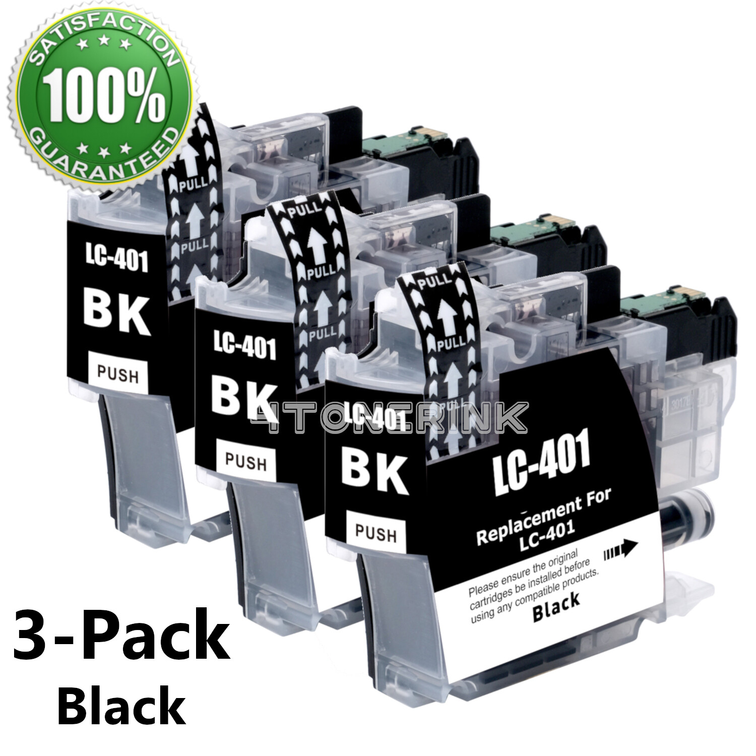 3PK LC401 Black Ink Cartridges for Brother MFC-J1010DW MFC-J1012DW MFC-J1170DW