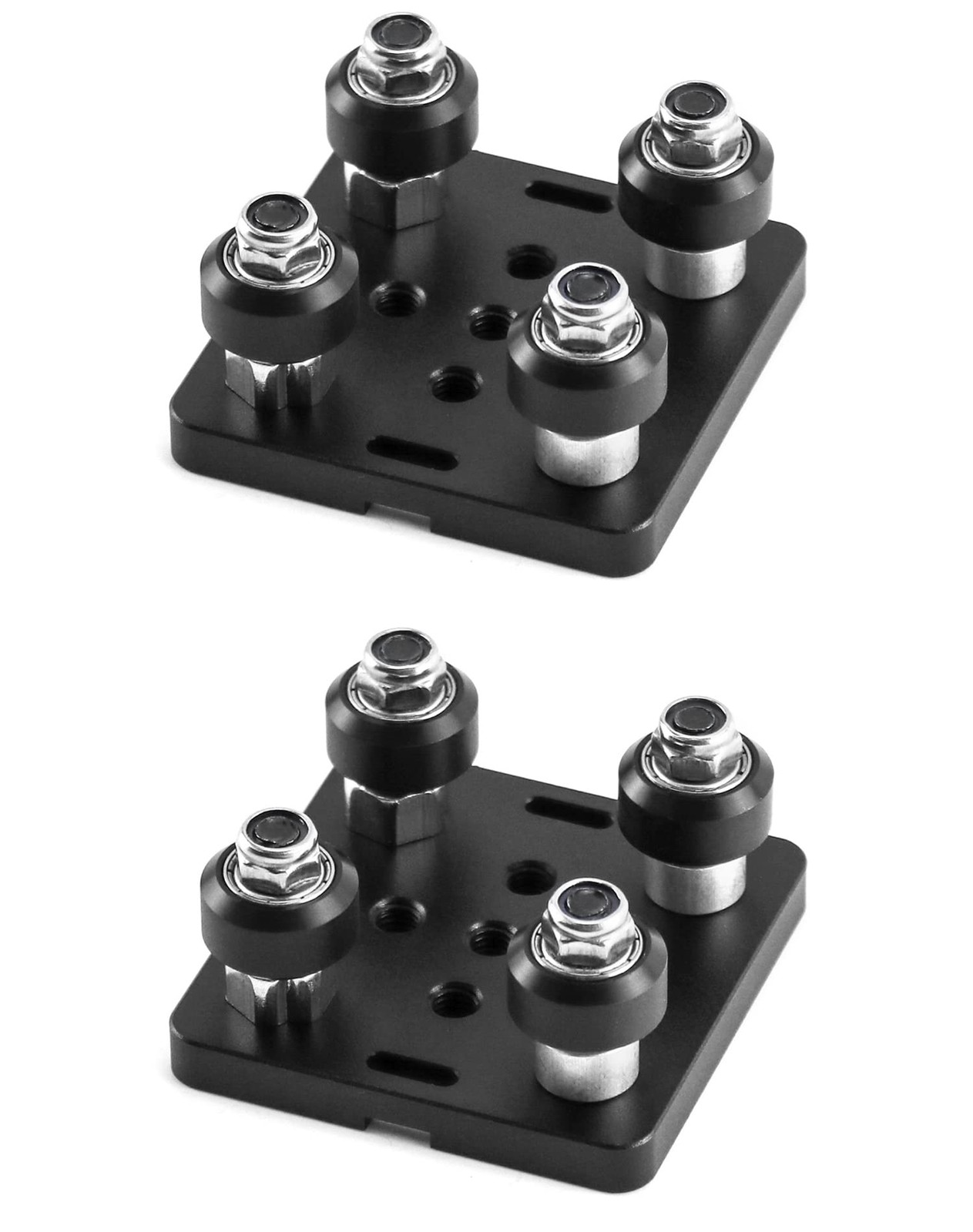 QWORK Small V-Wheel Plate, 2 Pack V-Slot Gantry Rod Plate 50mm x 50mm, 2 Pcs