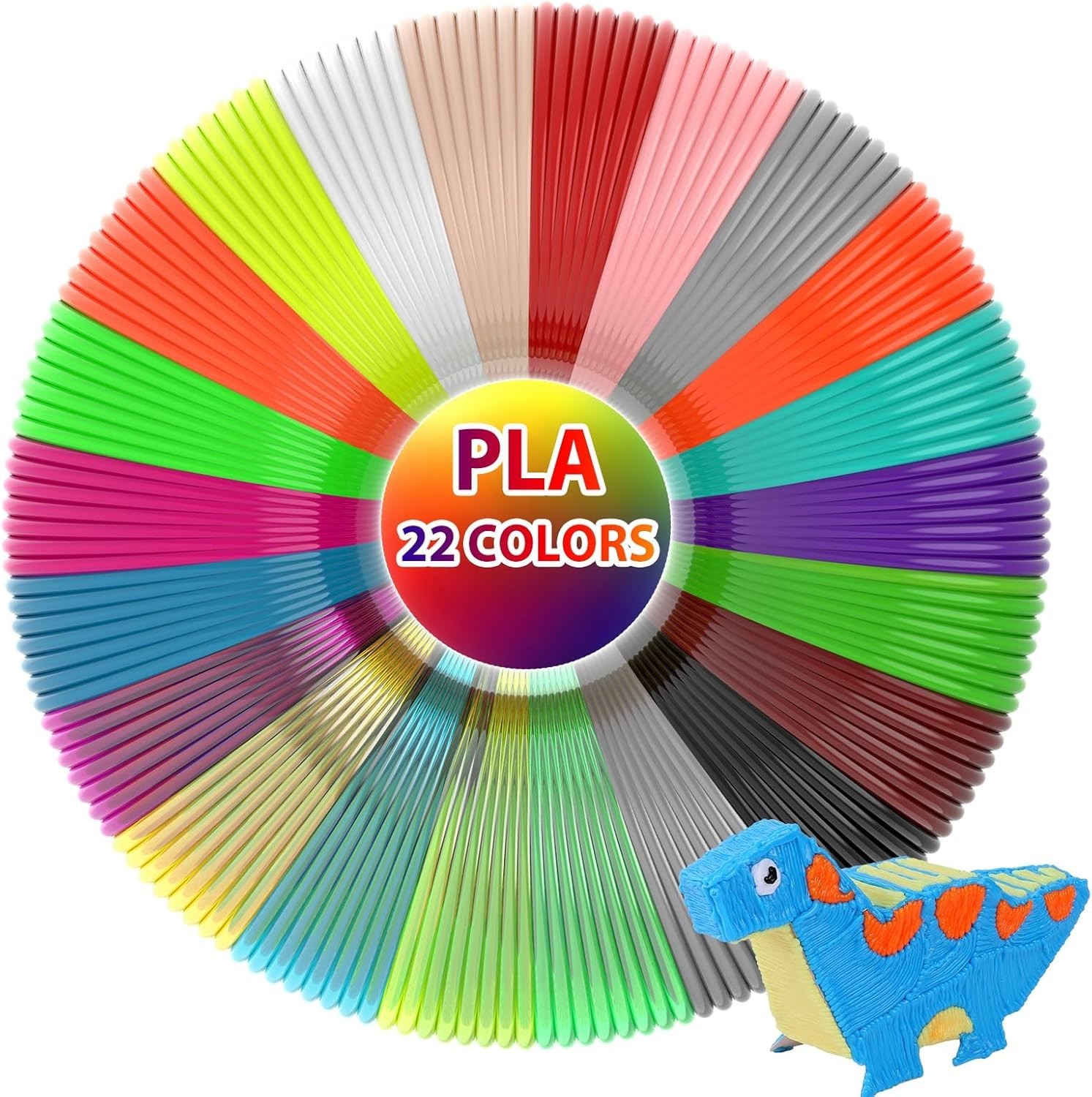 22 Colors 3D Pen Filament 1.75mm PLA 10Ft Each, 220Ft Total for 3D Printing