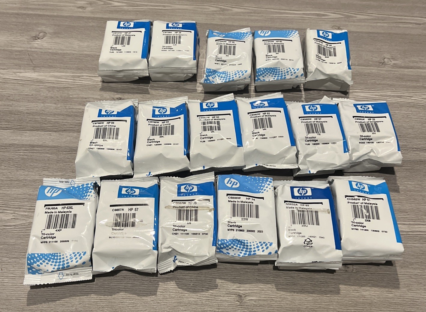 Lot of 17 Genuine HP Cartridges – Mixed. All Expired. Mostly Sealed, Unopened
