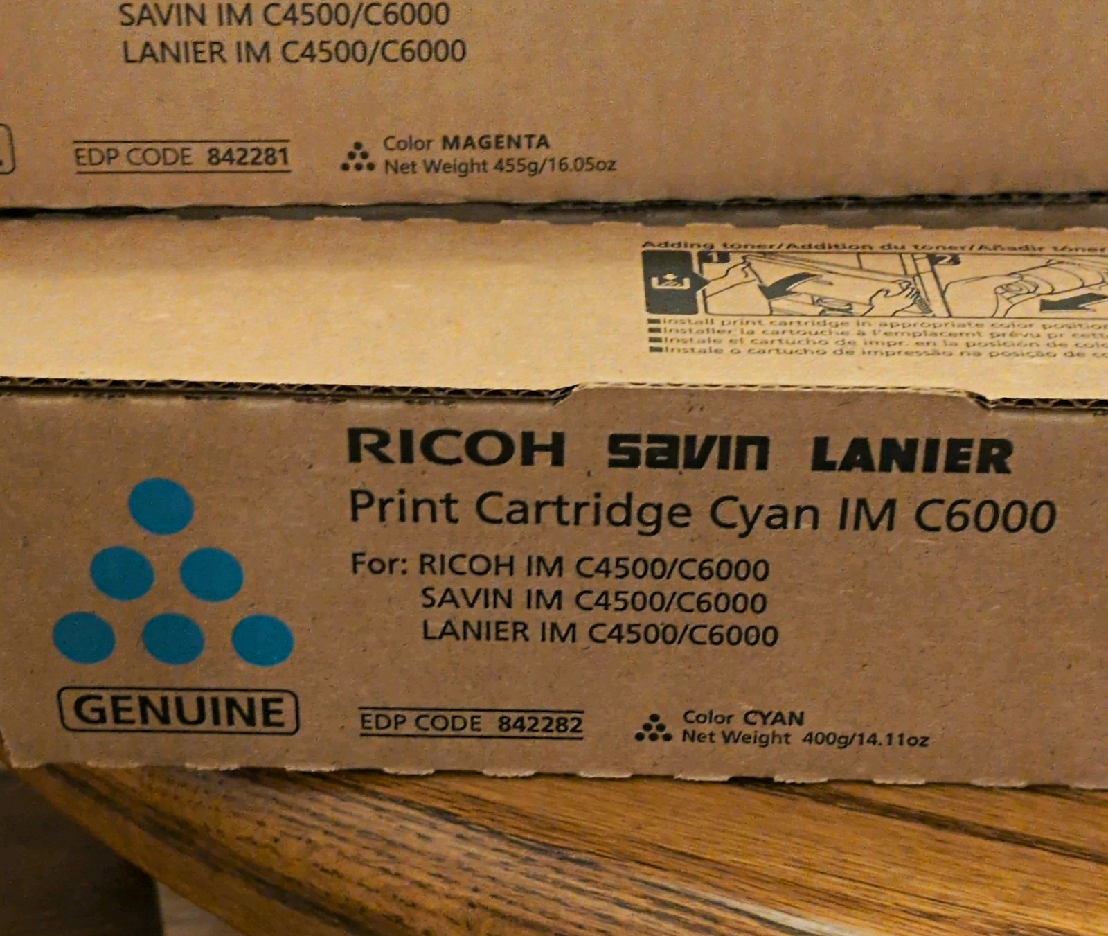 Ricoh Genuine Cyan/Magenta Toner for IM C4500/C6000 842281/842282